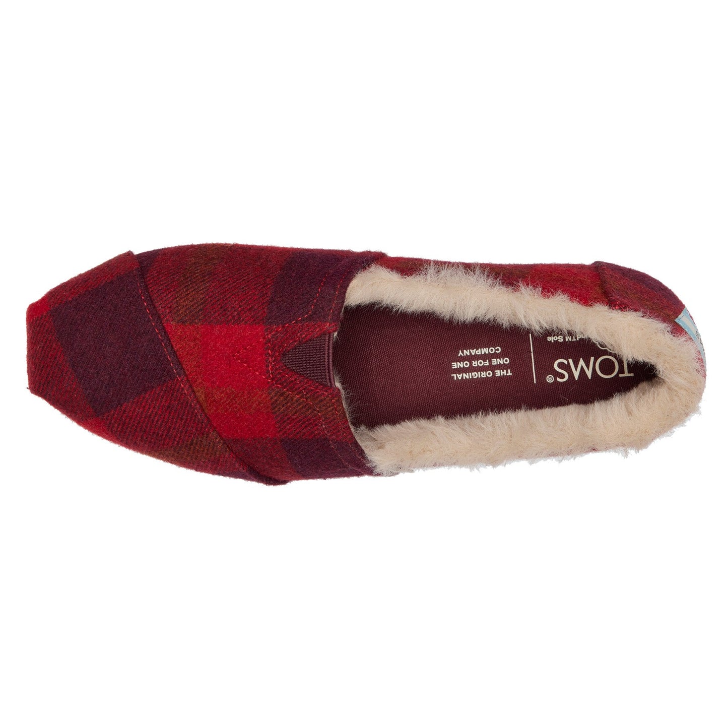Peltz Shoes Women's Toms Alpargata Faux Fur Lined Slip-On RED PLAID 10016748