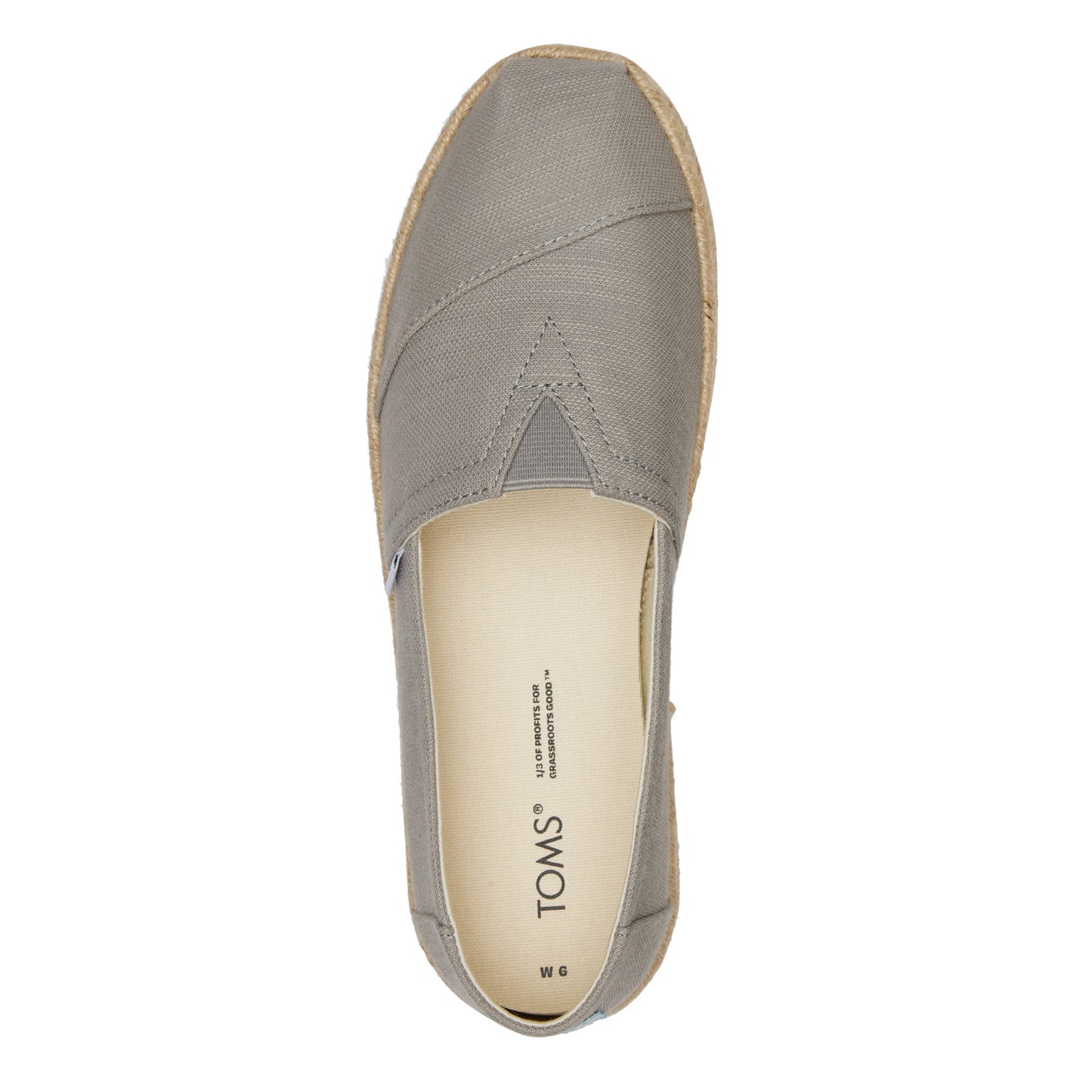 Peltz Shoes Women's Toms Alpargata Rope Recycled Espadrille Slip-On GREY 10019690