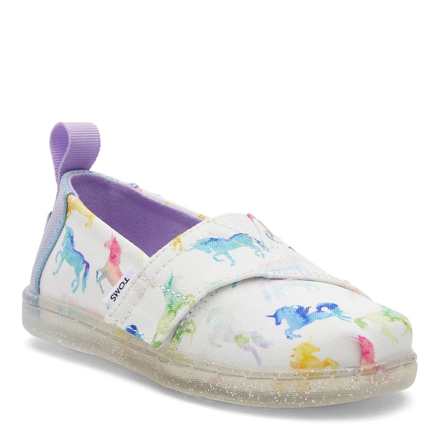 Peltz Shoes Girl's Toms Alpargata Tiny Slip-On - Toddler WHITE MULTI UNICORNS 10020143