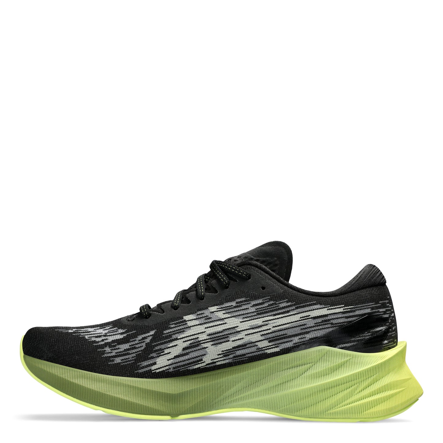 Peltz Shoes Men's ASICS Novablast 3 Running Shoe GREEN BLACK WHITE 1011B458-005
