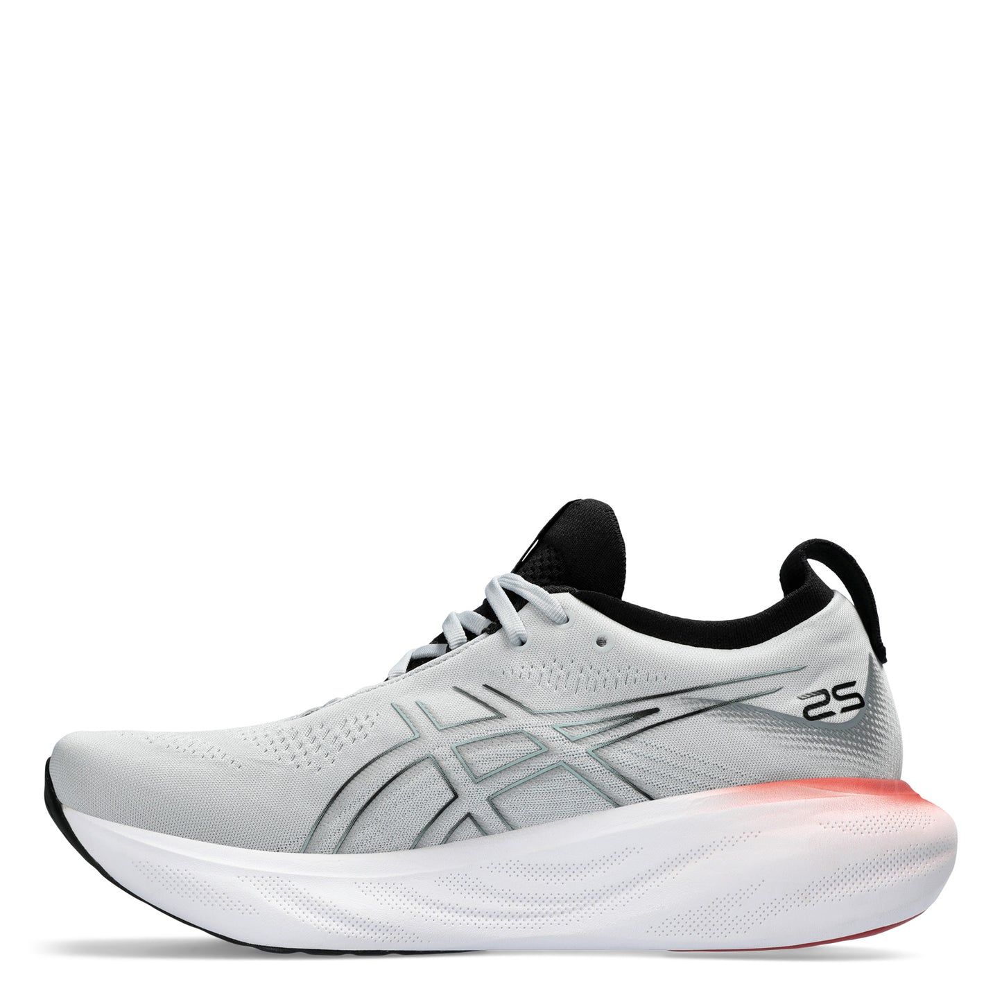 Peltz Shoes Men's ASICS GEL-Nimbus 25 Running Shoe Grey Teal Orange 1011B547-023