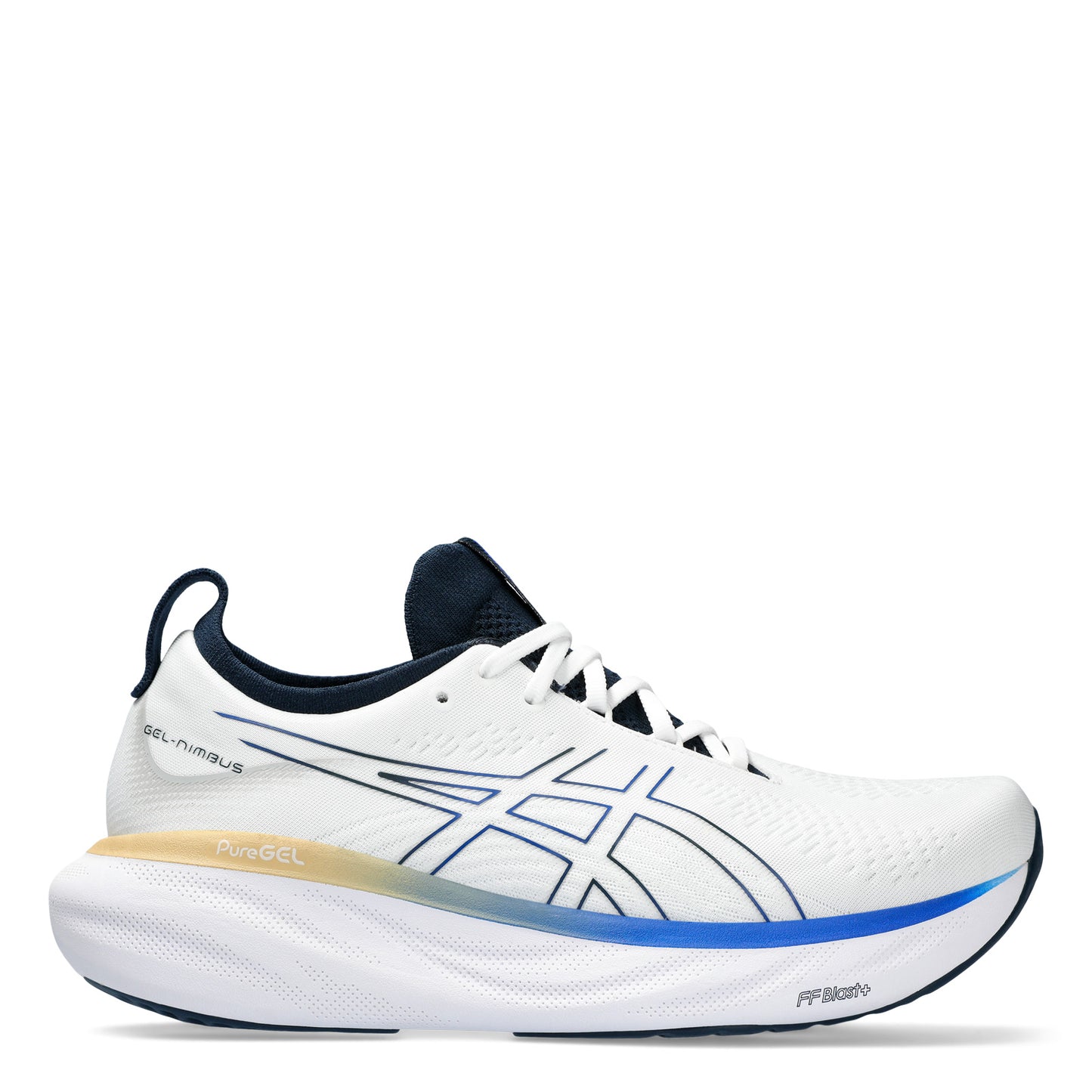 Peltz Shoes Men's ASICS GEL-Nimbus 25 Running Shoe White Illusion 1011B547-104
