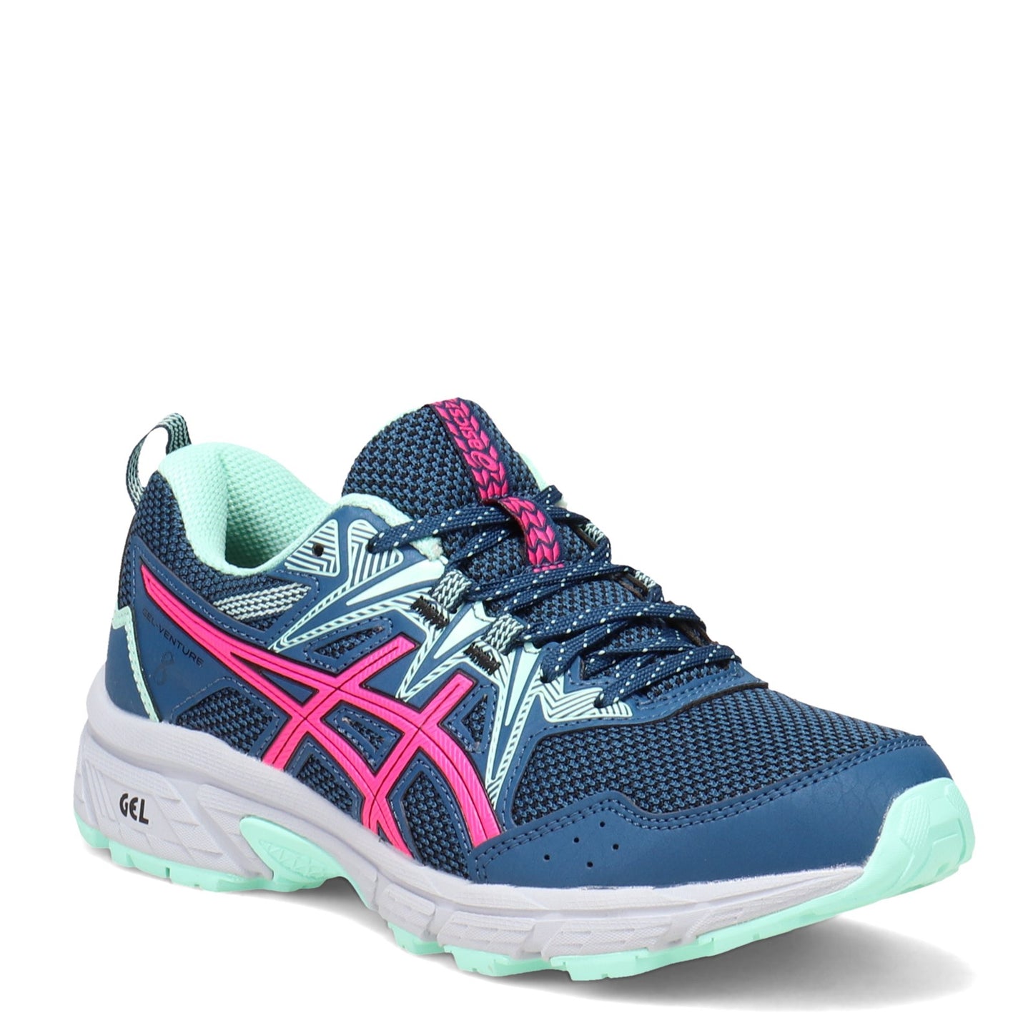 Peltz Shoes Women's ASICS GEL-Venture 8 Trail Running Shoe BLUE PINK 1012B230.400