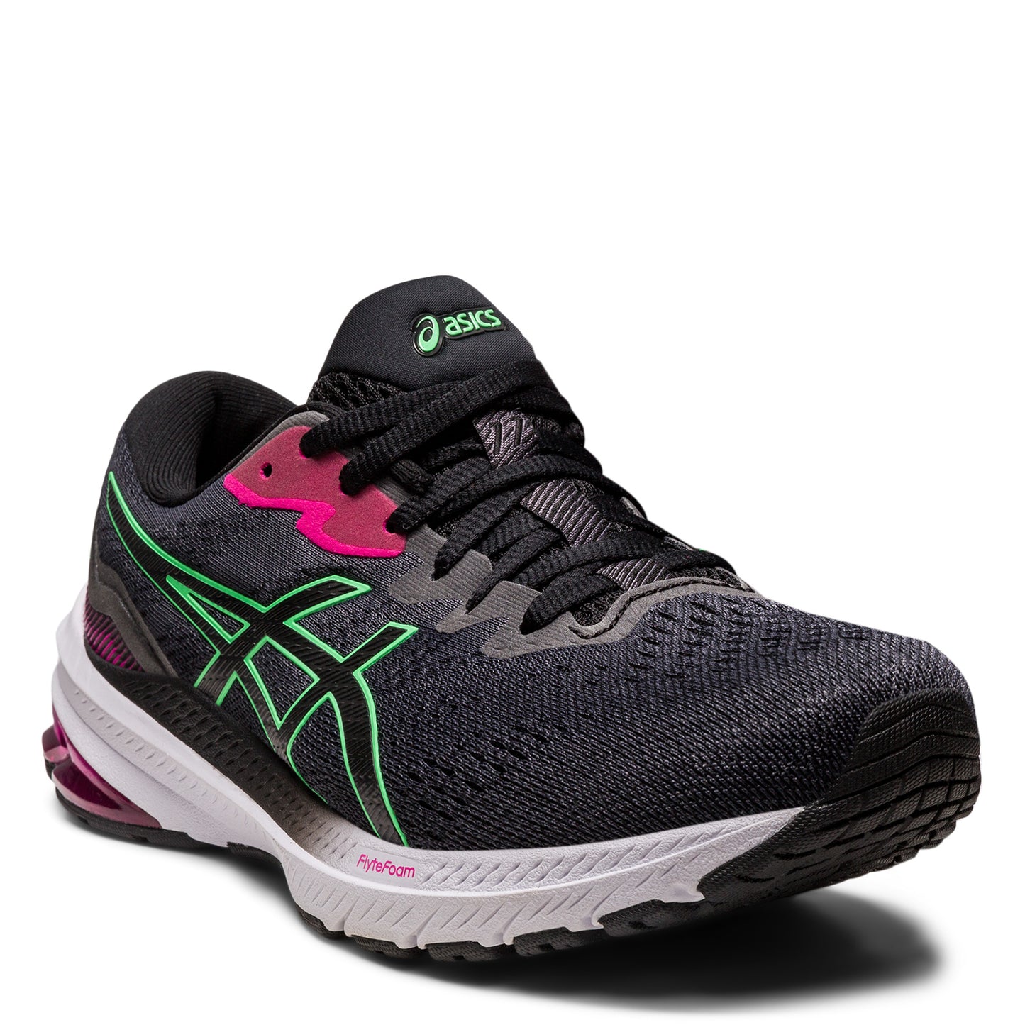 Peltz Shoes Women's ASICS GT-1000 11 Running Shoe BLACK/TOURMALINE 1012B197-004