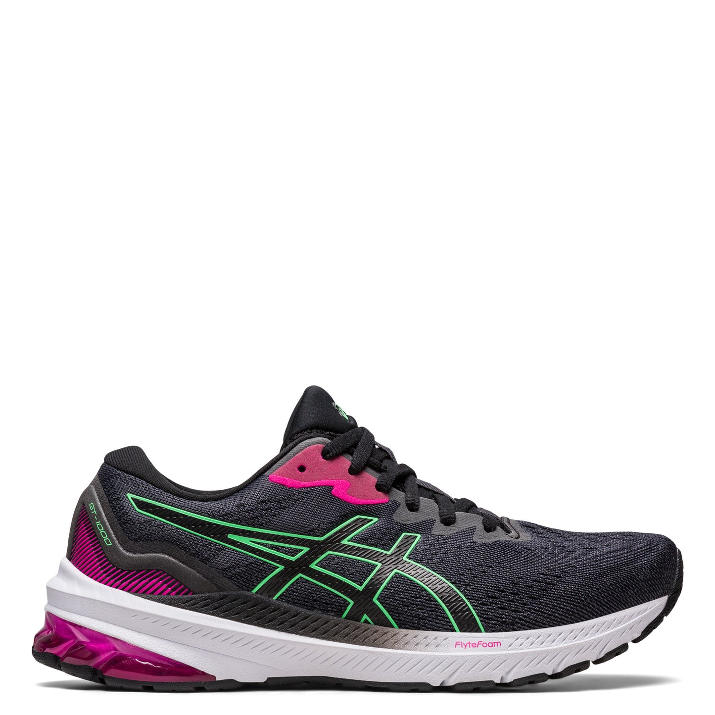 Peltz Shoes Women's ASICS GT-1000 11 Running Shoe BLACK/TOURMALINE 1012B197-004