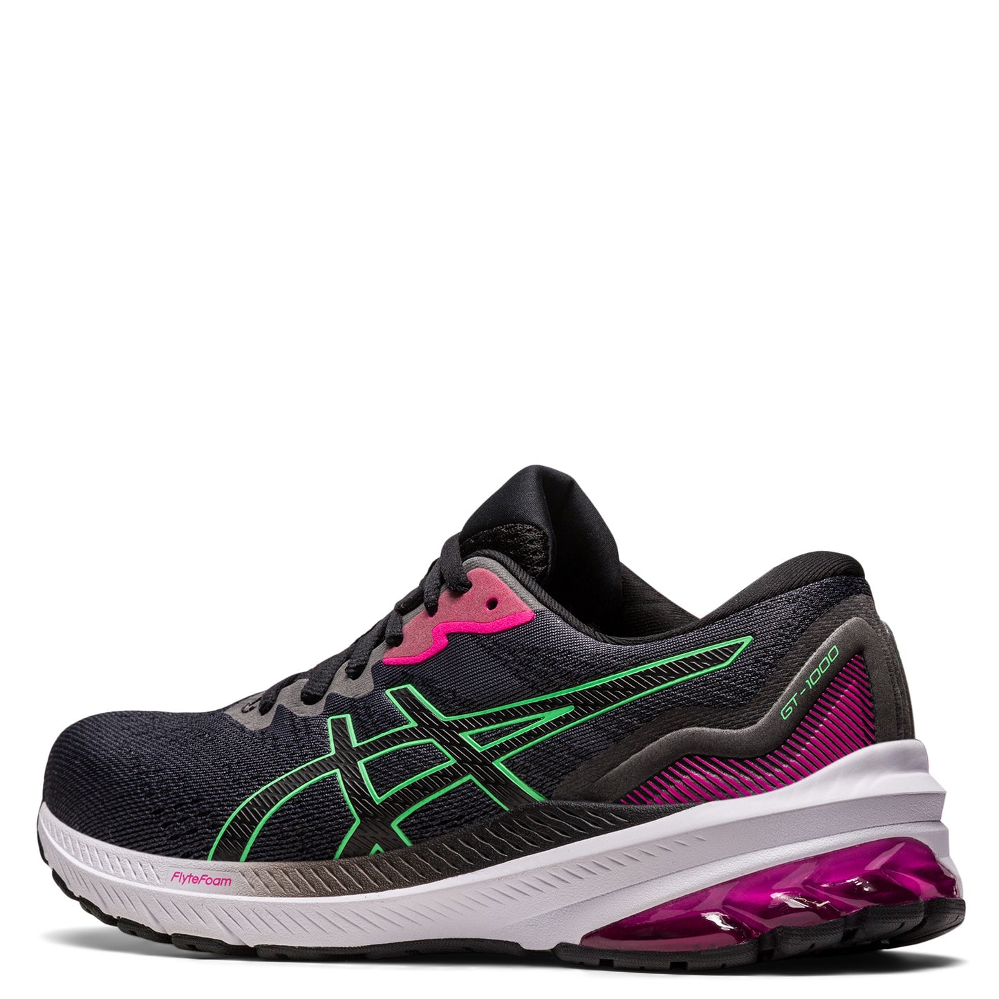 Peltz Shoes Women's ASICS GT-1000 11 Running Shoe BLACK/TOURMALINE 1012B197-004