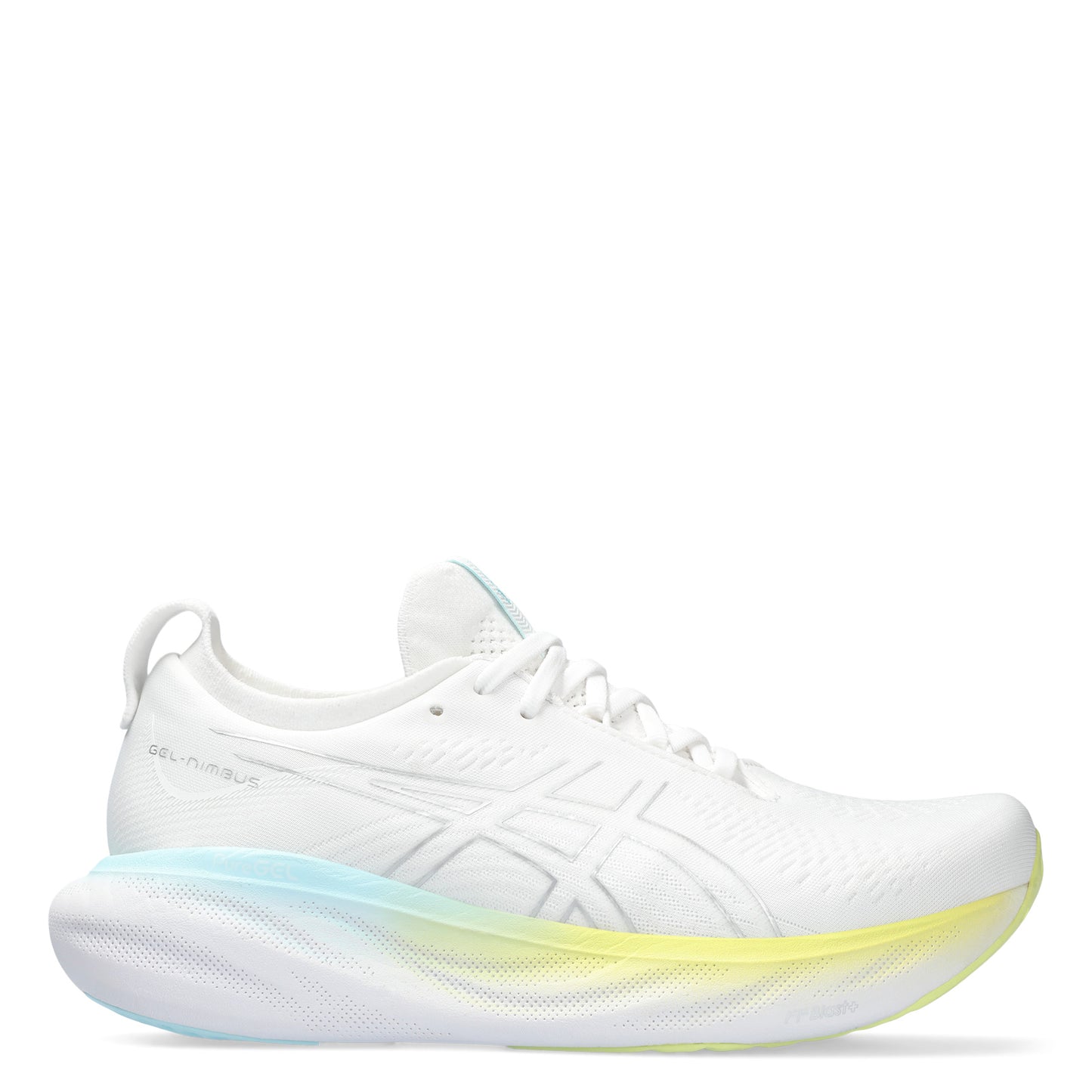 Peltz Shoes Women's ASICS GEL-Nimbus 25 Running Shoe White Silver Lining Pastel 1012B356-105