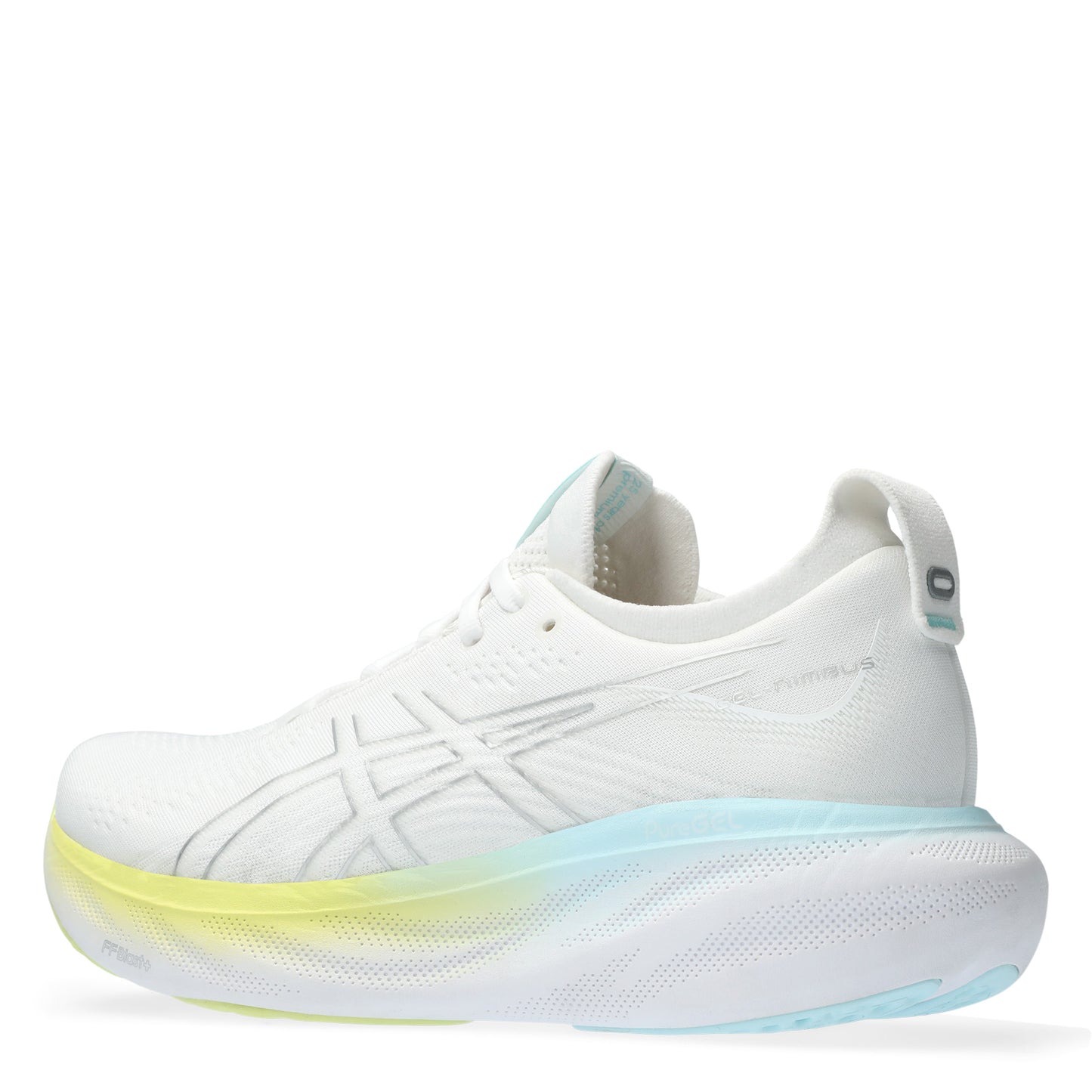 Peltz Shoes Women's ASICS GEL-Nimbus 25 Running Shoe White Silver Lining Pastel 1012B356-105