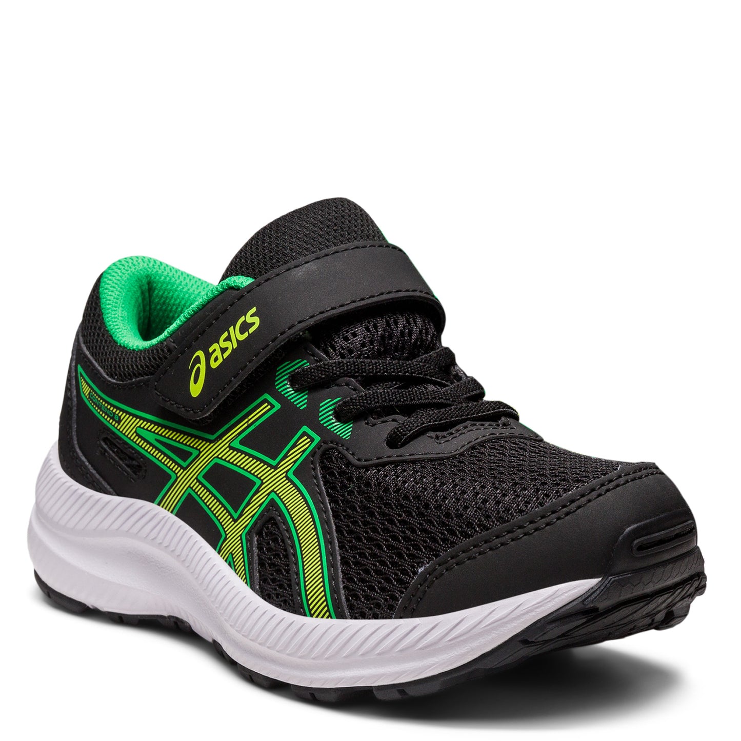 Peltz Shoes Boy's ASICS Contend 8 Sneaker - Little Kid BLACK GREEN 1014A258-005