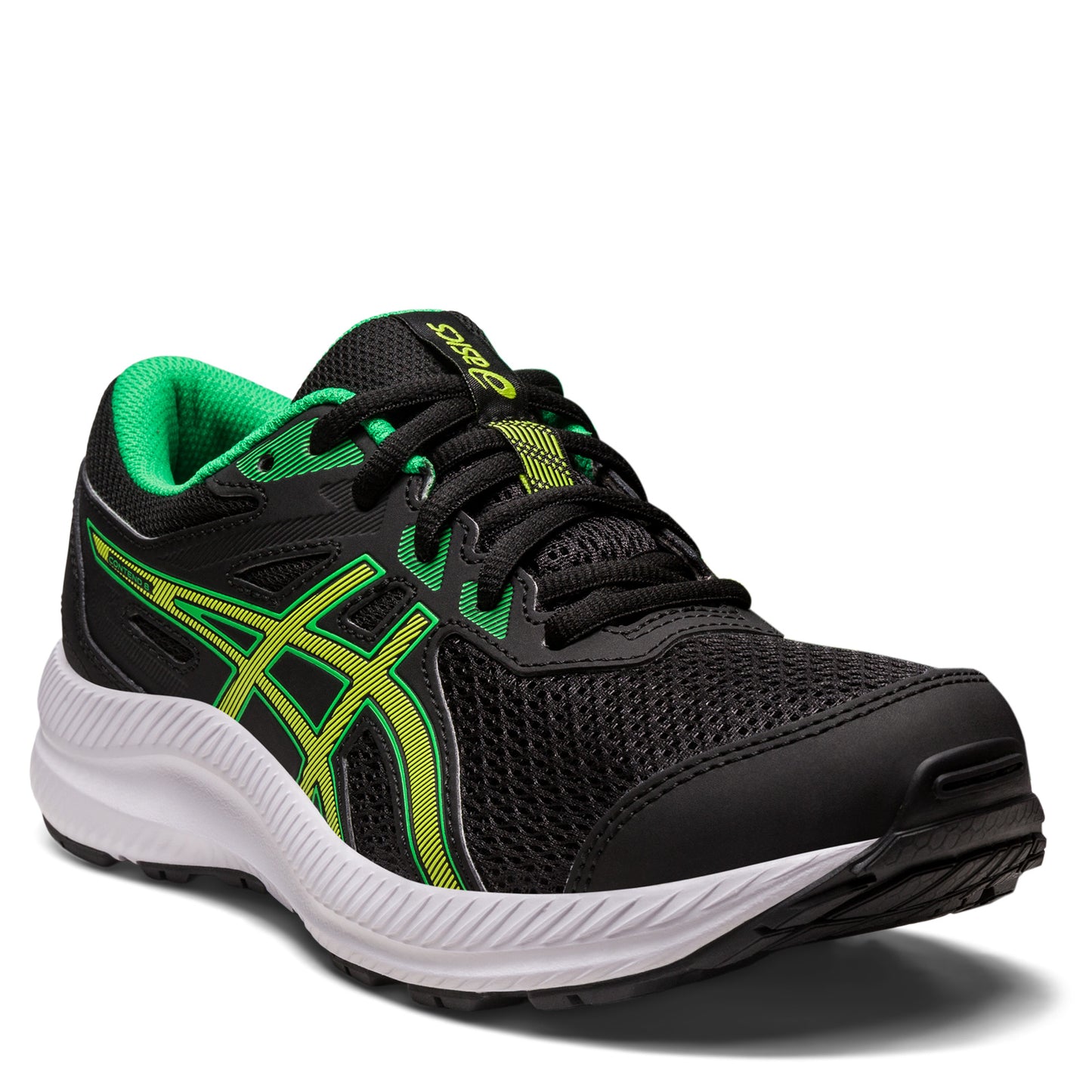 Peltz Shoes Boy's ASICS Contend 8 Sneaker - Little Kid & Big Kid BLACK GREEN 1014A259-005