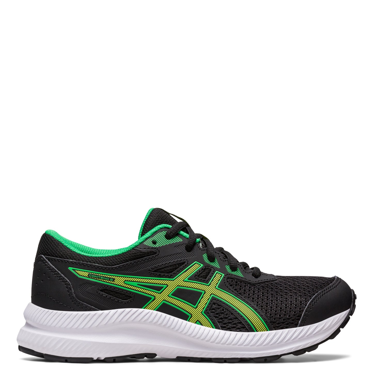 Peltz Shoes Boy's ASICS Contend 8 Sneaker - Little Kid & Big Kid BLACK GREEN 1014A259-005