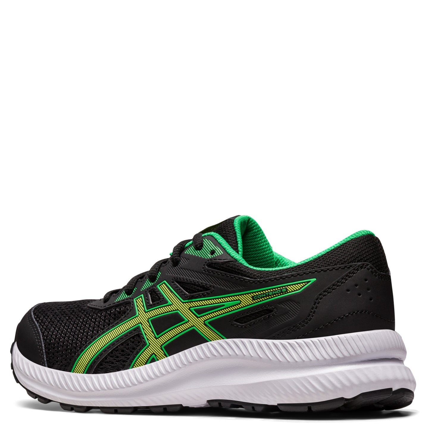 Peltz Shoes Boy's ASICS Contend 8 Sneaker - Little Kid & Big Kid BLACK GREEN 1014A259-005