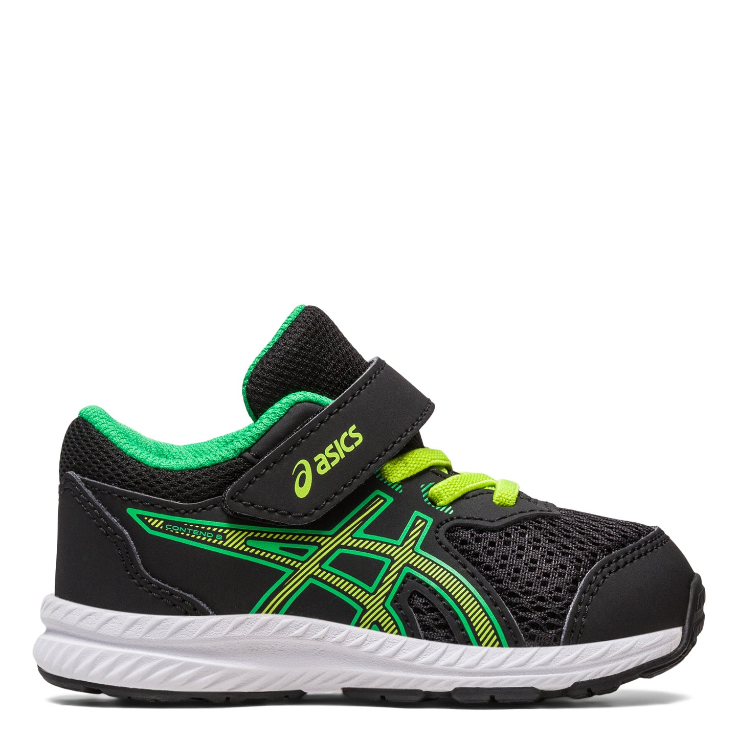 Peltz Shoes Boy's ASICS Contend 8 Sneaker - Toddler Black Green 1014A260-005