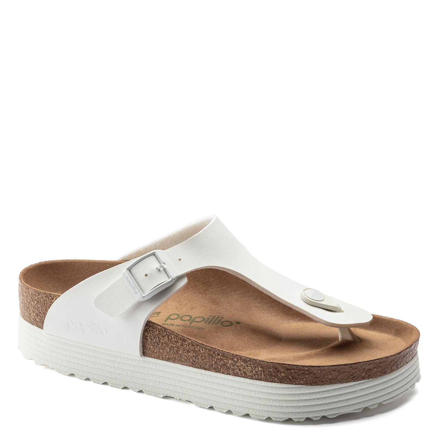 Peltz Shoes Women's Birkenstock Gizeh Platform Sandal - Regular Width WHITE 1018 557 R