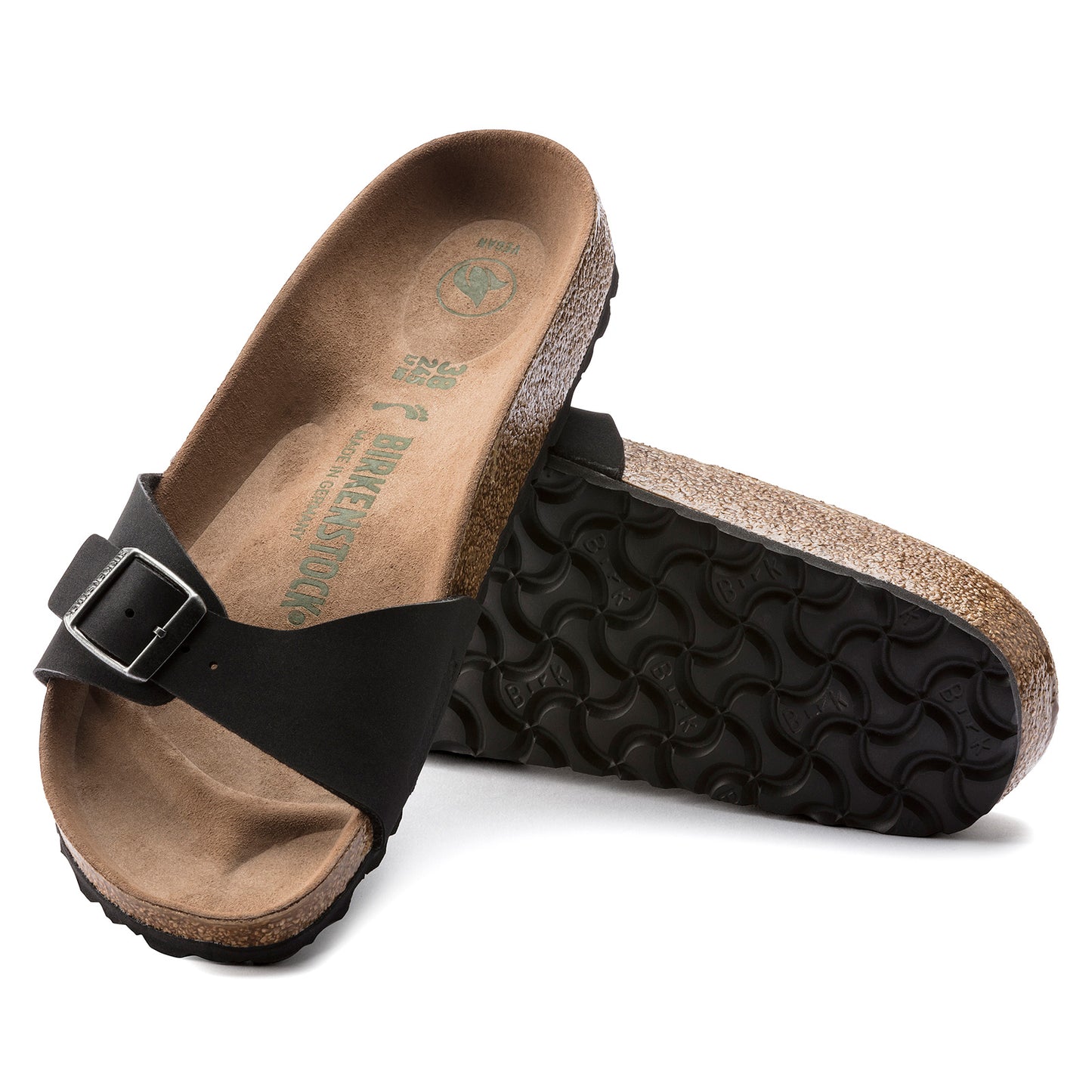Peltz Shoes Women's Birkenstock Madrid Vegan Sandal - Narrow Fit BLACK 1020 060 N