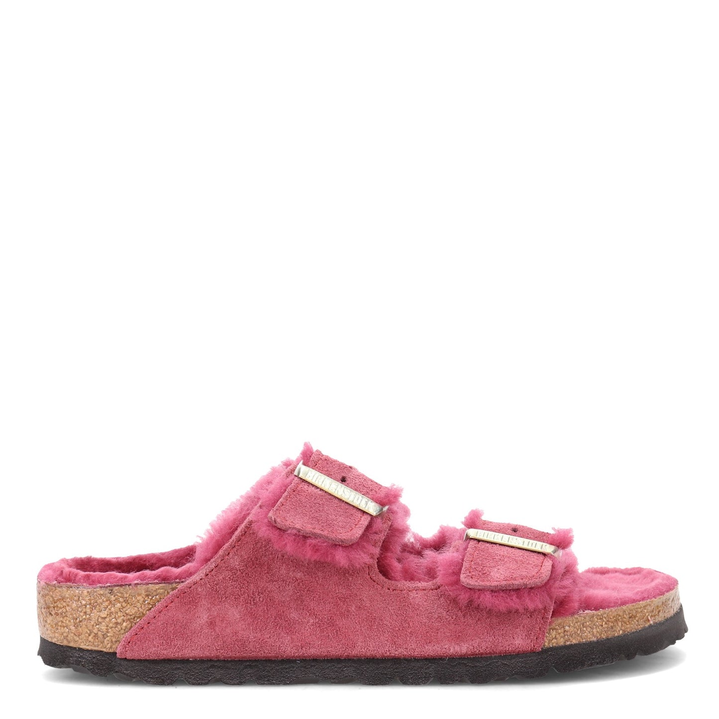Peltz Shoes Women's Birkenstock Arizona Shearling Lined Sandal - Narrow Width MAROON 1020 464 N