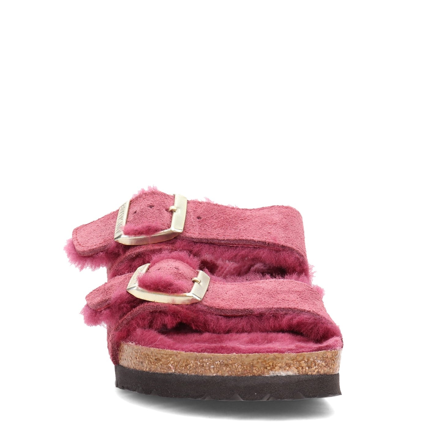 Peltz Shoes Women's Birkenstock Arizona Shearling Lined Sandal - Narrow Width MAROON 1020 464 N