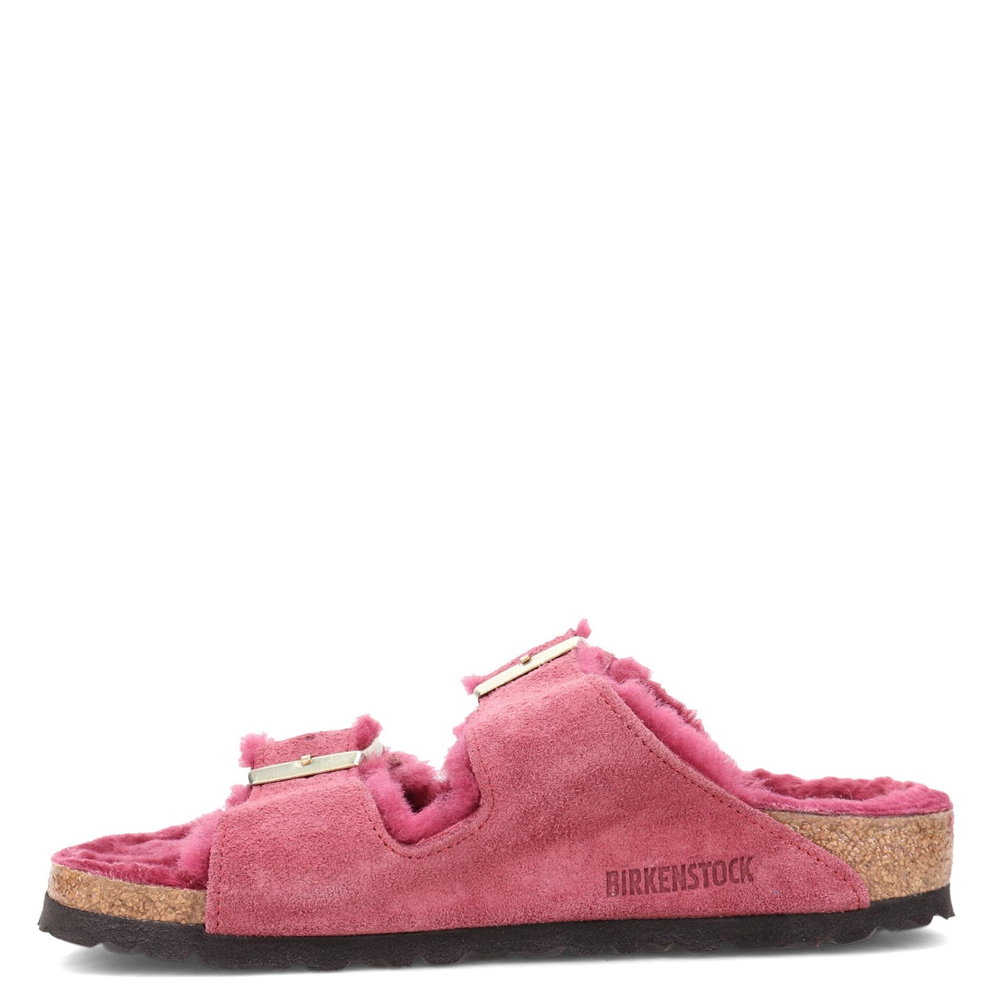 Peltz Shoes Women's Birkenstock Arizona Shearling Lined Sandal - Narrow Width MAROON 1020 464 N