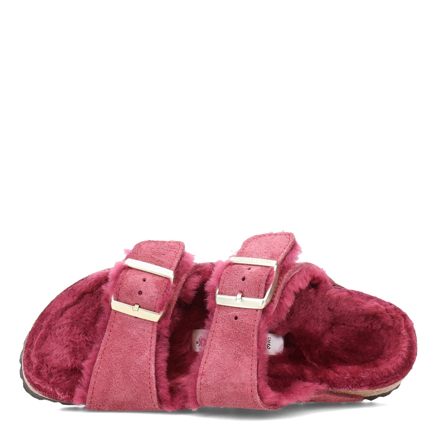 Peltz Shoes Women's Birkenstock Arizona Shearling Lined Sandal - Narrow Width MAROON 1020 464 N