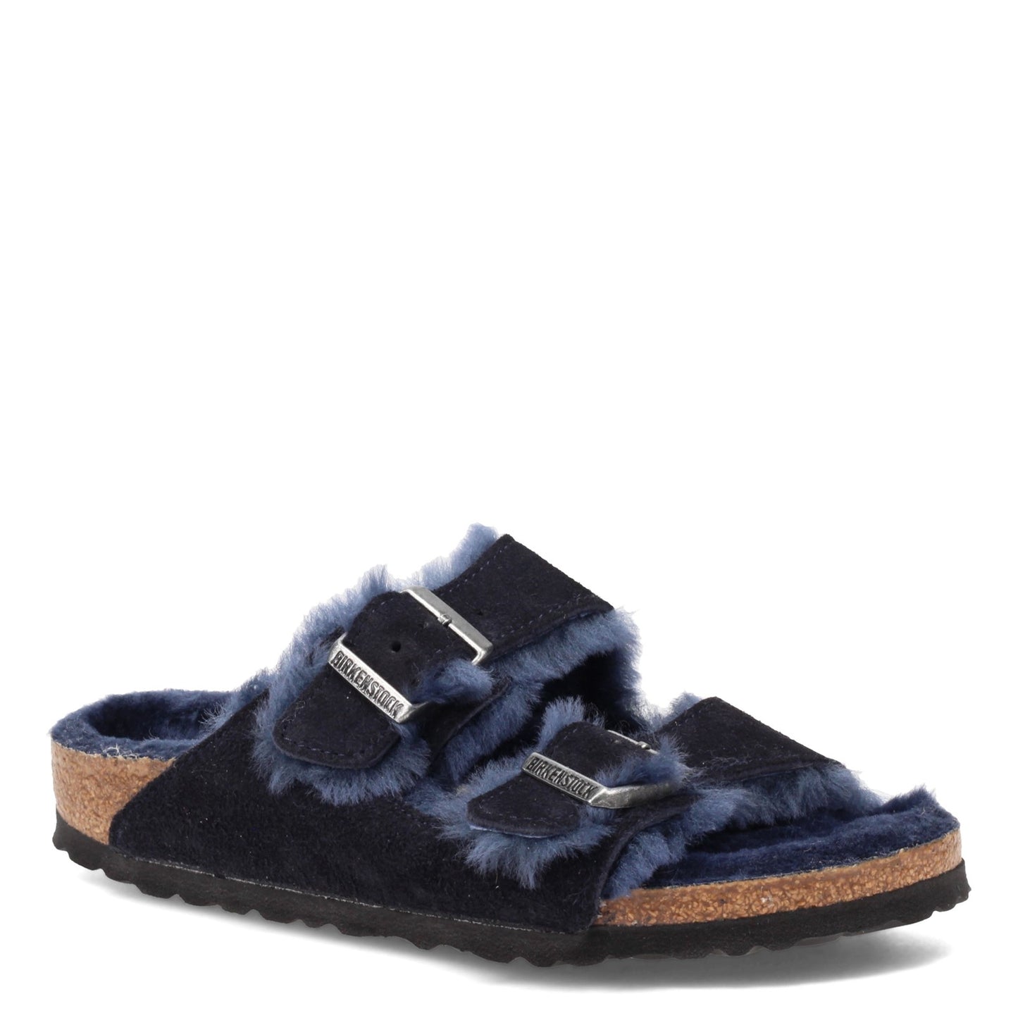 Peltz Shoes Women's Birkenstock Arizona Shearling Lined Sandal - Narrow Width MIDNIGHT 1020 583 N