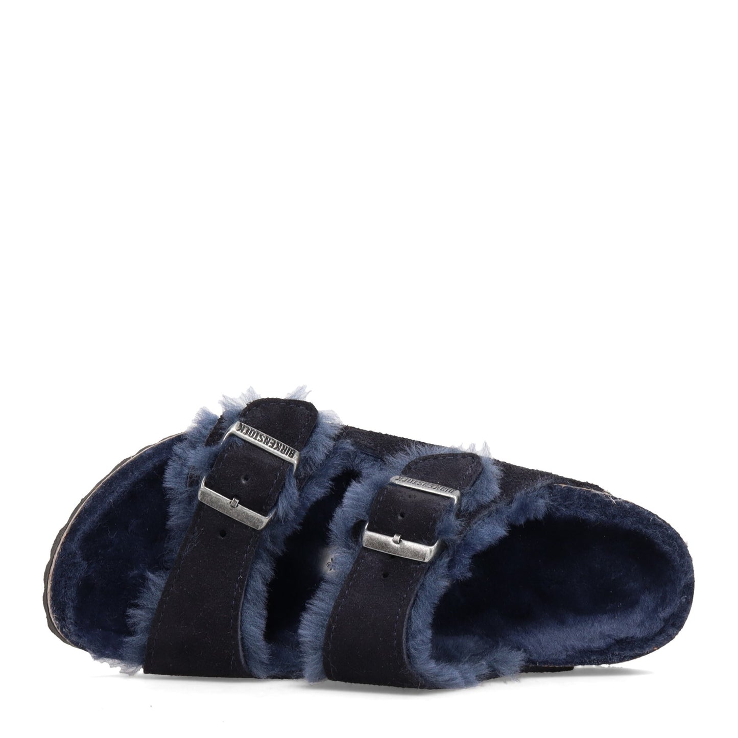 Peltz Shoes Women's Birkenstock Arizona Shearling Lined Sandal - Narrow Width MIDNIGHT 1020 583 N