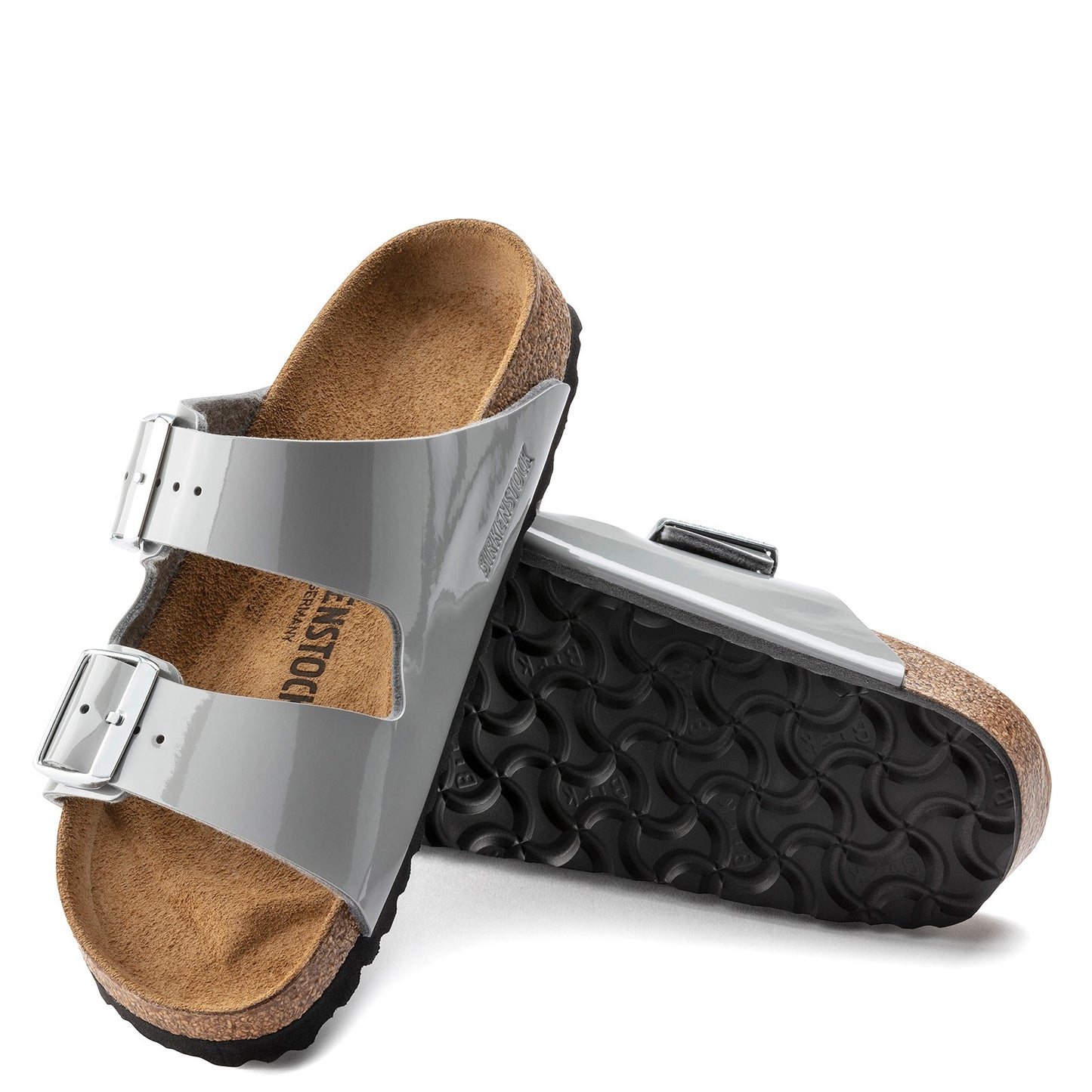 Peltz Shoes Women's Birkenstock Arizona Birkoflor Slide Sandal - Narrow Width ALLOY PATENT 1020 620 N