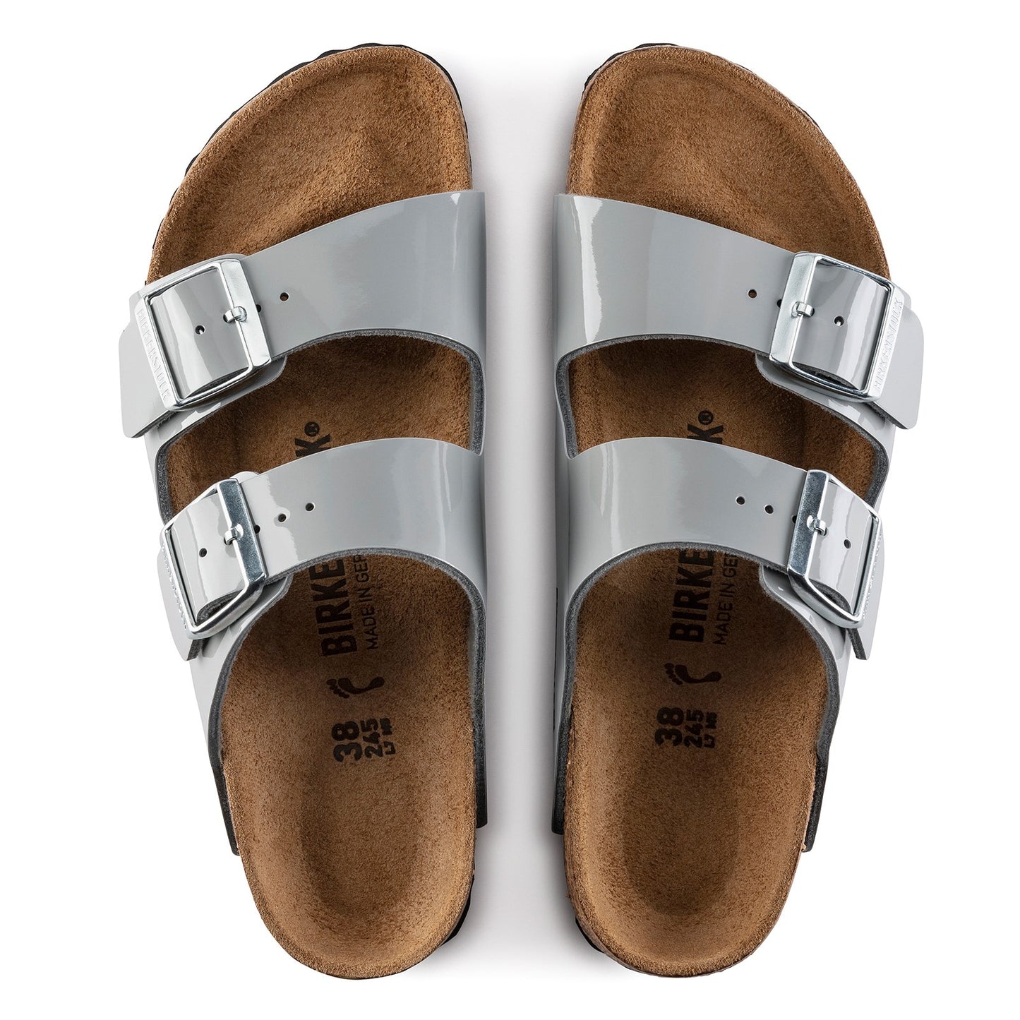 Peltz Shoes Women's Birkenstock Arizona Birkoflor Slide Sandal - Narrow Width ALLOY PATENT 1020 620 N