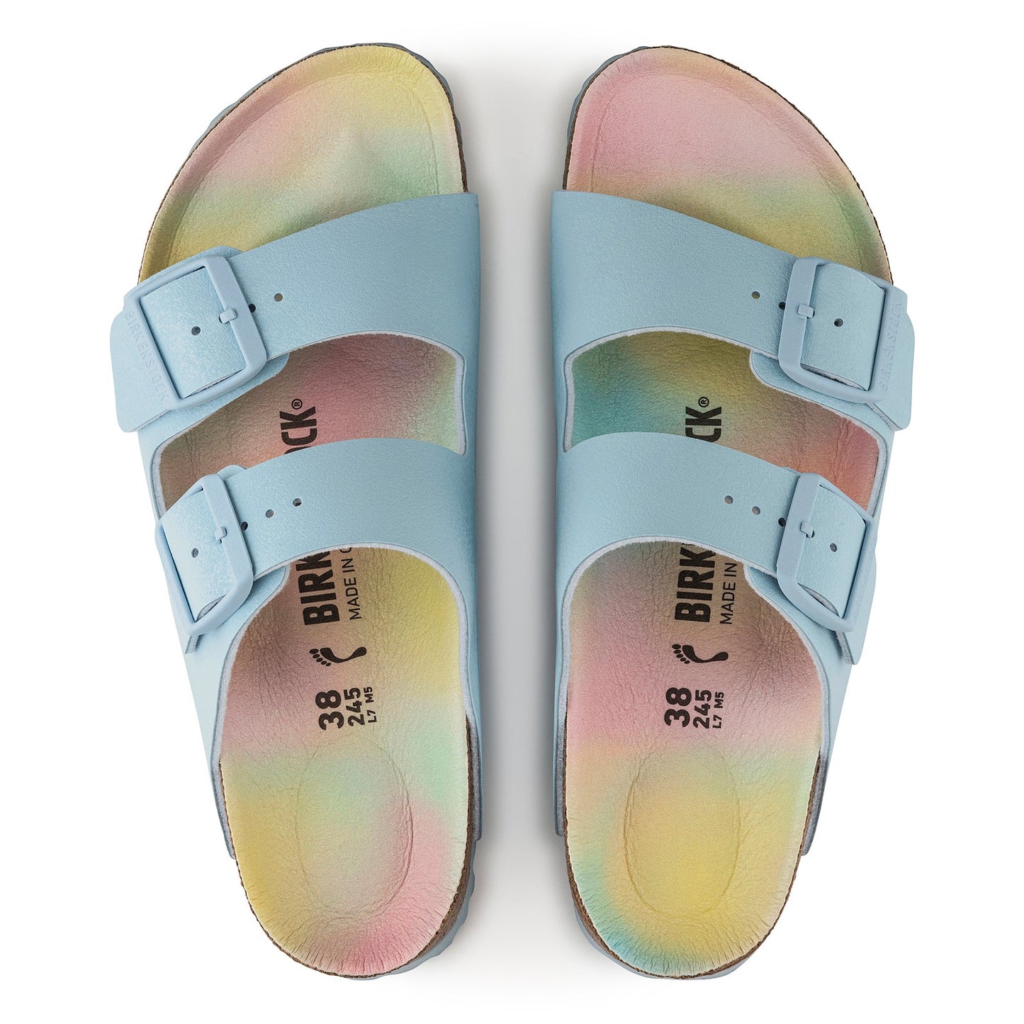 Peltz Shoes Women's Birkenstock Arizona Vegan Slide Sandal - Narrow Width BLUE OMBRE 1021 208 N