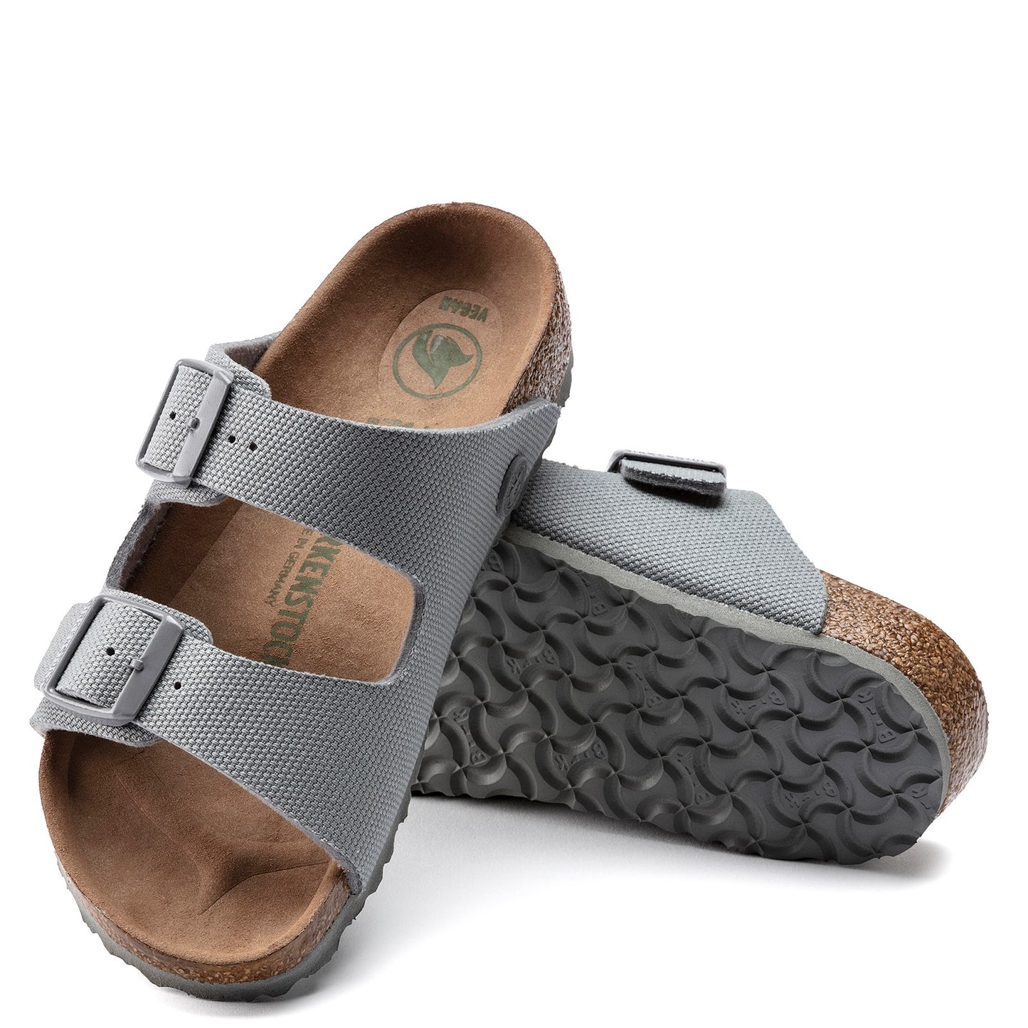 Peltz Shoes Women's Birkenstock Arizona Vegan Slide Sandal - Narrow Width STONE 1021 454 N