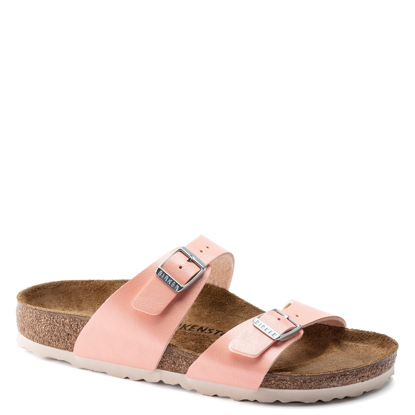 Peltz Shoes Women's Birkenstock Sydney Birko-Flor Slide Sandal - Narrow Width PEACH 1021 465 N