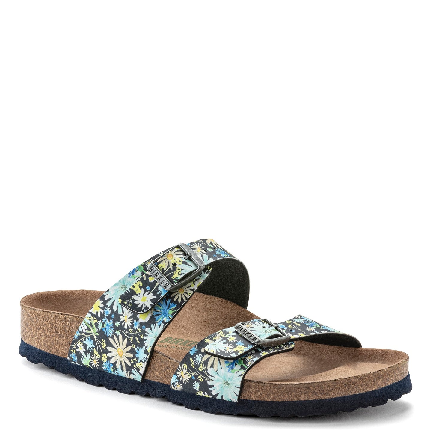 Peltz Shoes Women's Birkenstock Sydney Birko-Flor Slide Sandal - Narrow Width BLUE FLORAL 1021 569 N