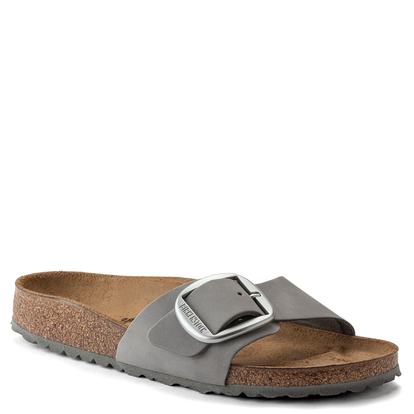 Peltz Shoes Women's Birkenstock Madrid Big Buckle Sandal GREY NUBUCK 1022 176 N