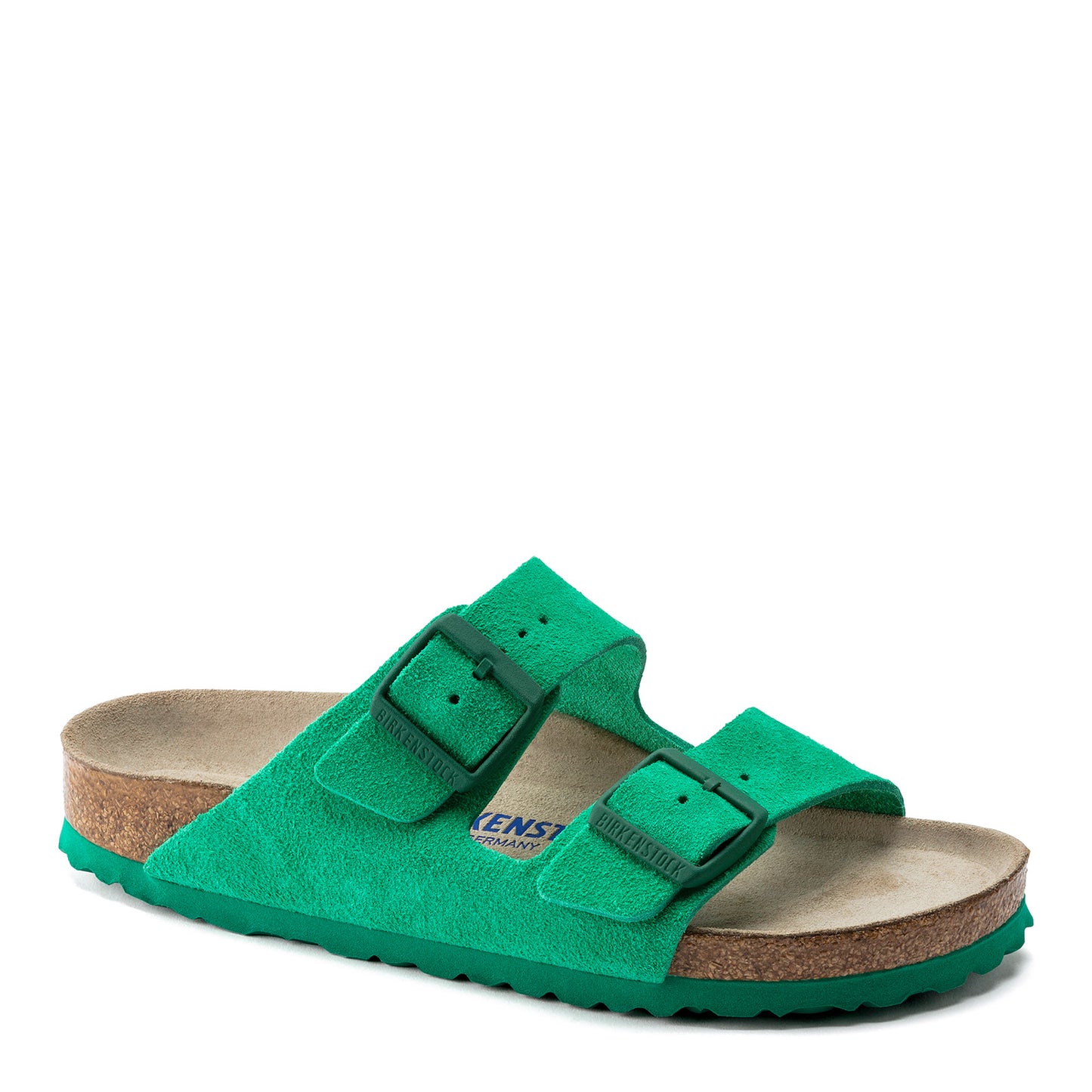 Peltz Shoes Women's Birkenstock Arizona Soft Footbed Sandal - Narrow Width BOLD GREEN 1022 372 N