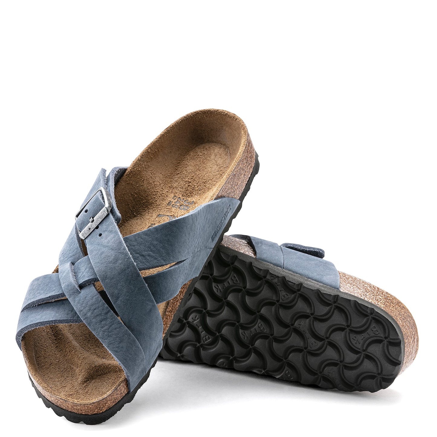 Peltz Shoes Women's Birkenstock Lugano Sandal - Regular Width DUSTY BLUE 1022 439 R