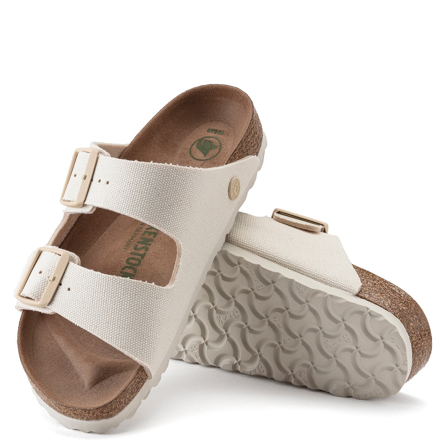 Peltz Shoes Women's Birkenstock Arizona Vegan Slide Sandal - Narrow Width EGG SHELL 1022 679 N