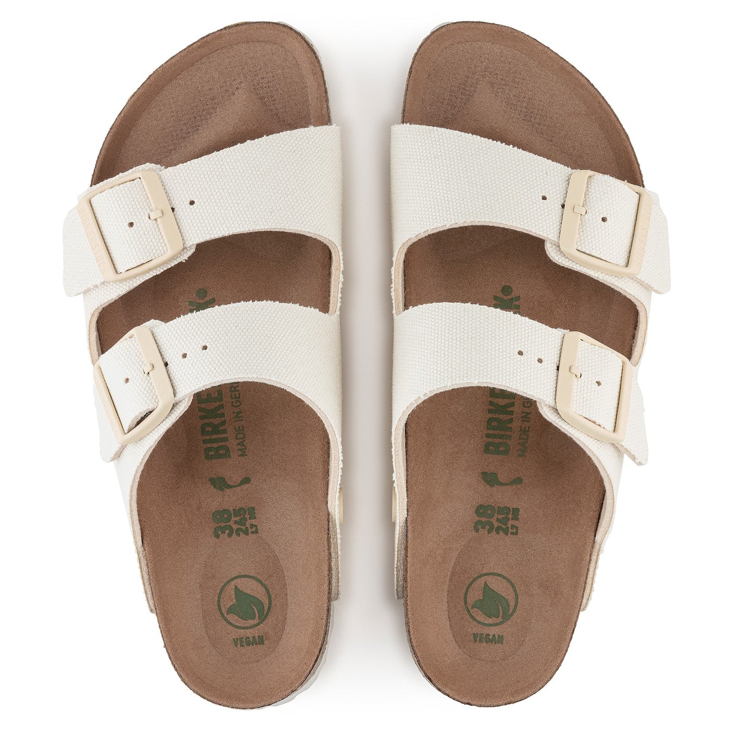 Peltz Shoes Women's Birkenstock Arizona Vegan Slide Sandal - Narrow Width EGG SHELL 1022 679 N