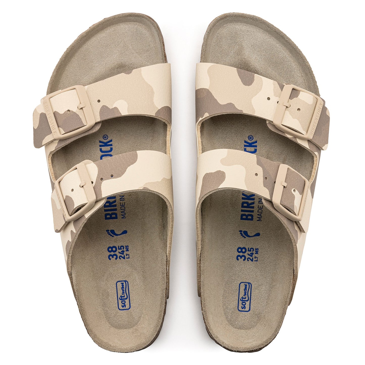 Peltz Shoes Women's Birkenstock Arizona Slide Sandal - Narrow Width GREY CAMO 1022 860 N