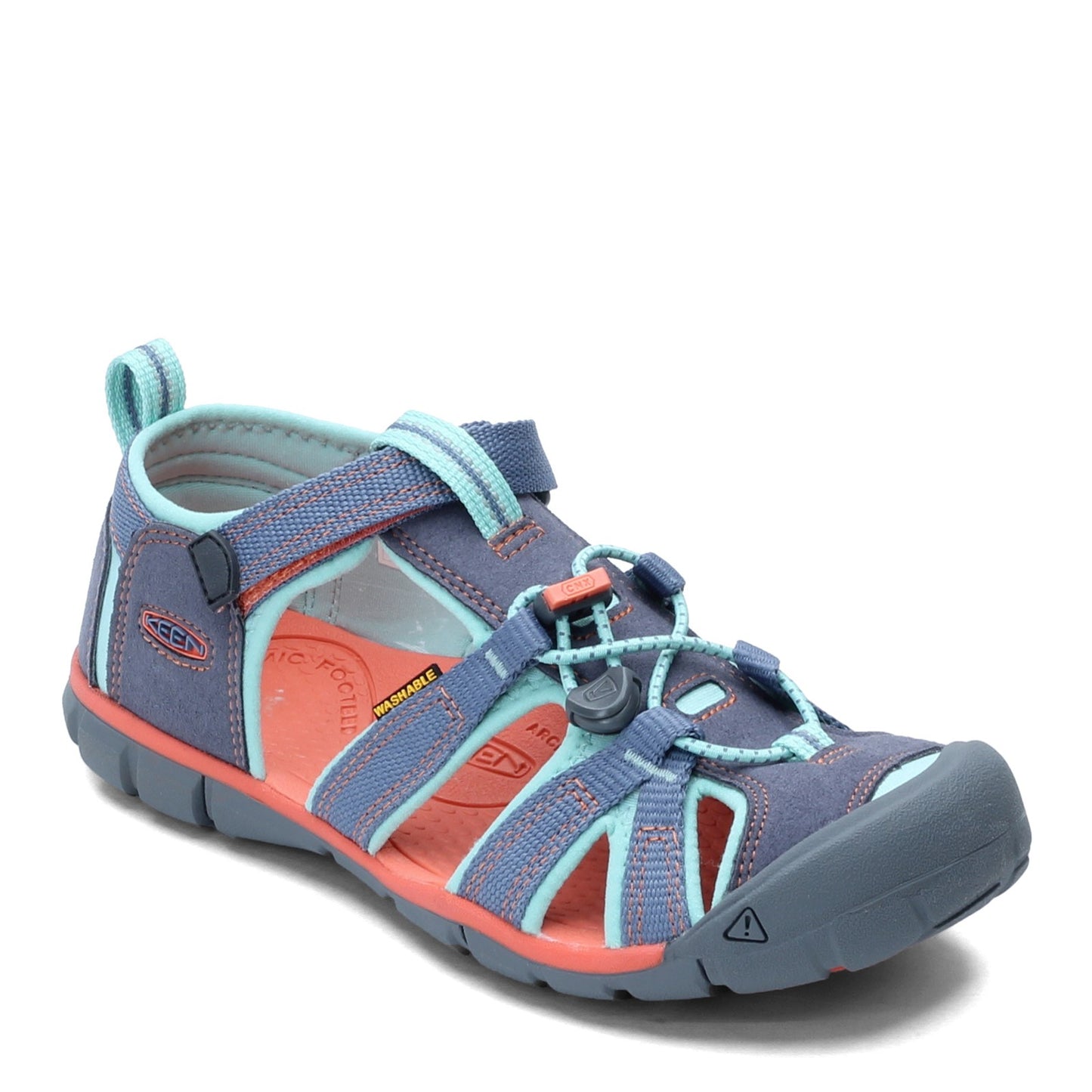 Peltz Shoes Girl's Keen Seacamp II CNX Sandal - Little Kid & Big Kid Flint Stone/Ocean Wave 1022990