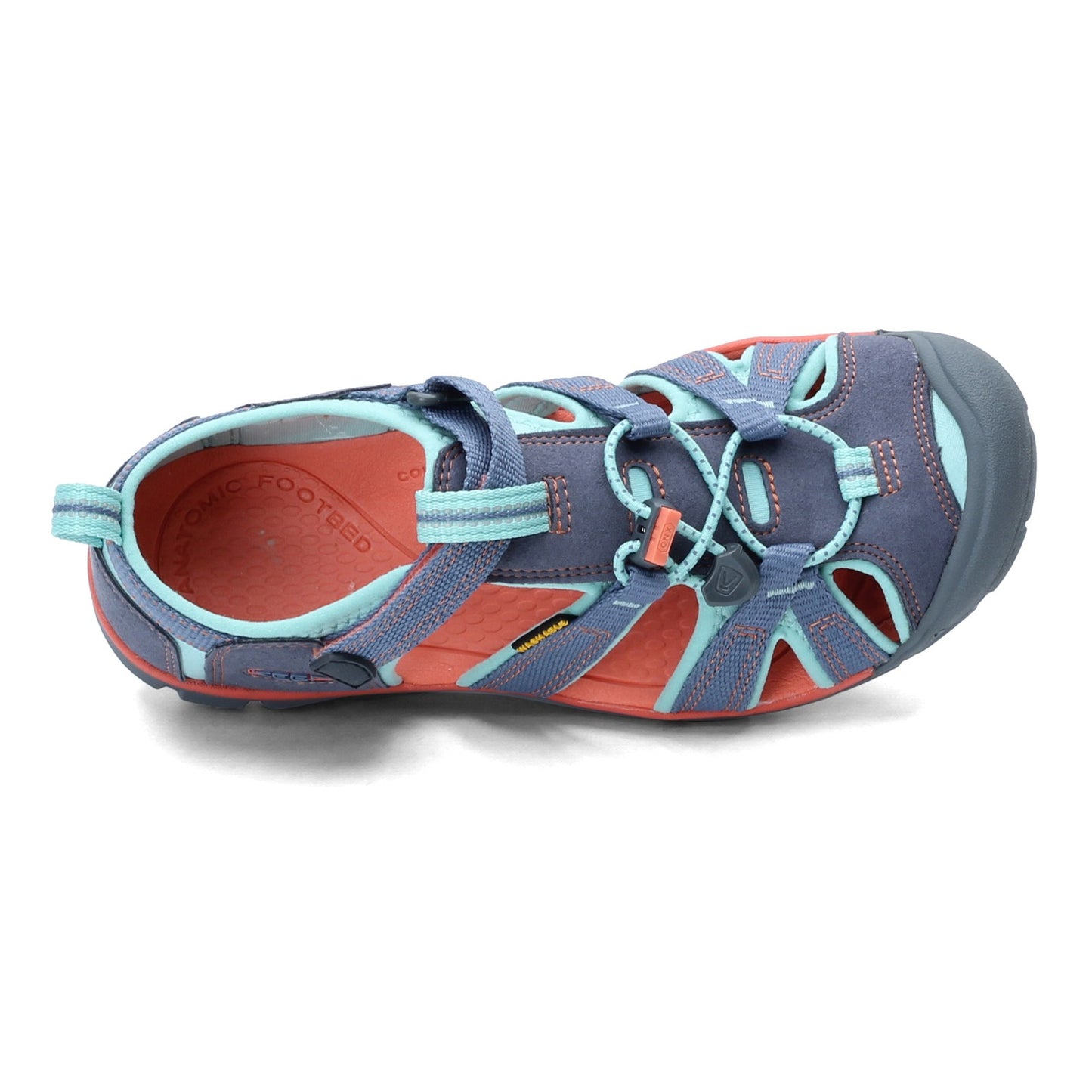 Peltz Shoes Girl's Keen Seacamp II CNX Sandal - Little Kid & Big Kid Flint Stone/Ocean Wave 1022990