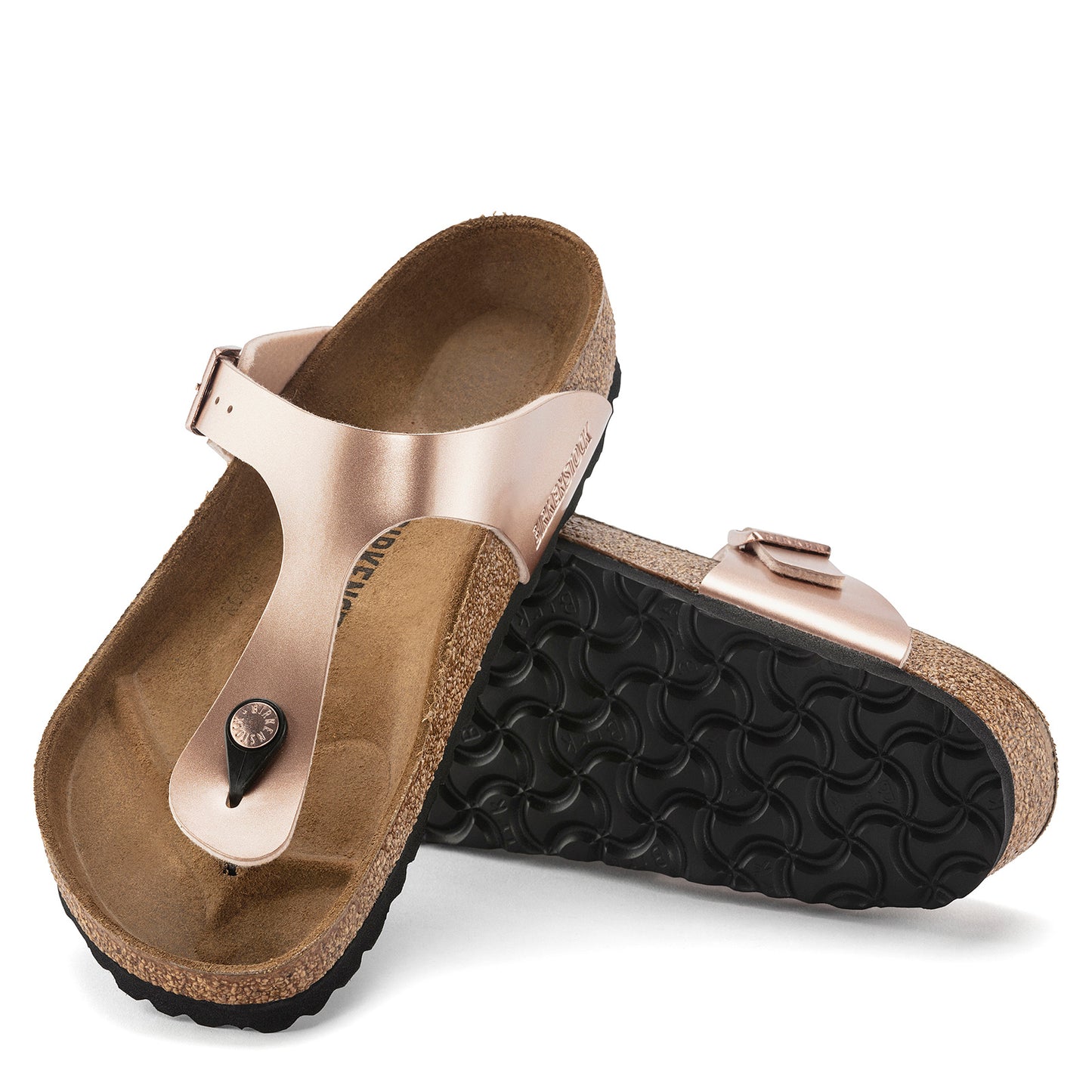 Peltz Shoes Women's Birkenstock Gizeh Birko-Flor Sandal - Regular Width METALLIC COPPER 1023 943 R