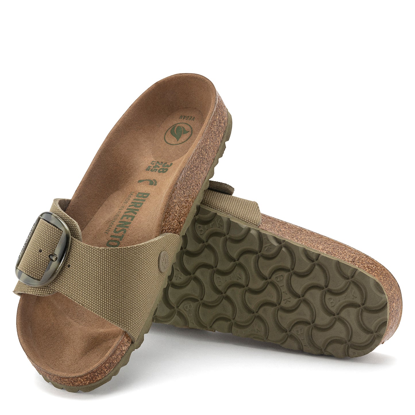 Peltz Shoes Women's Birkenstock Madrid Big Buckle Vegan Sandal - Narrow Fit KHAKI 1024 108 N