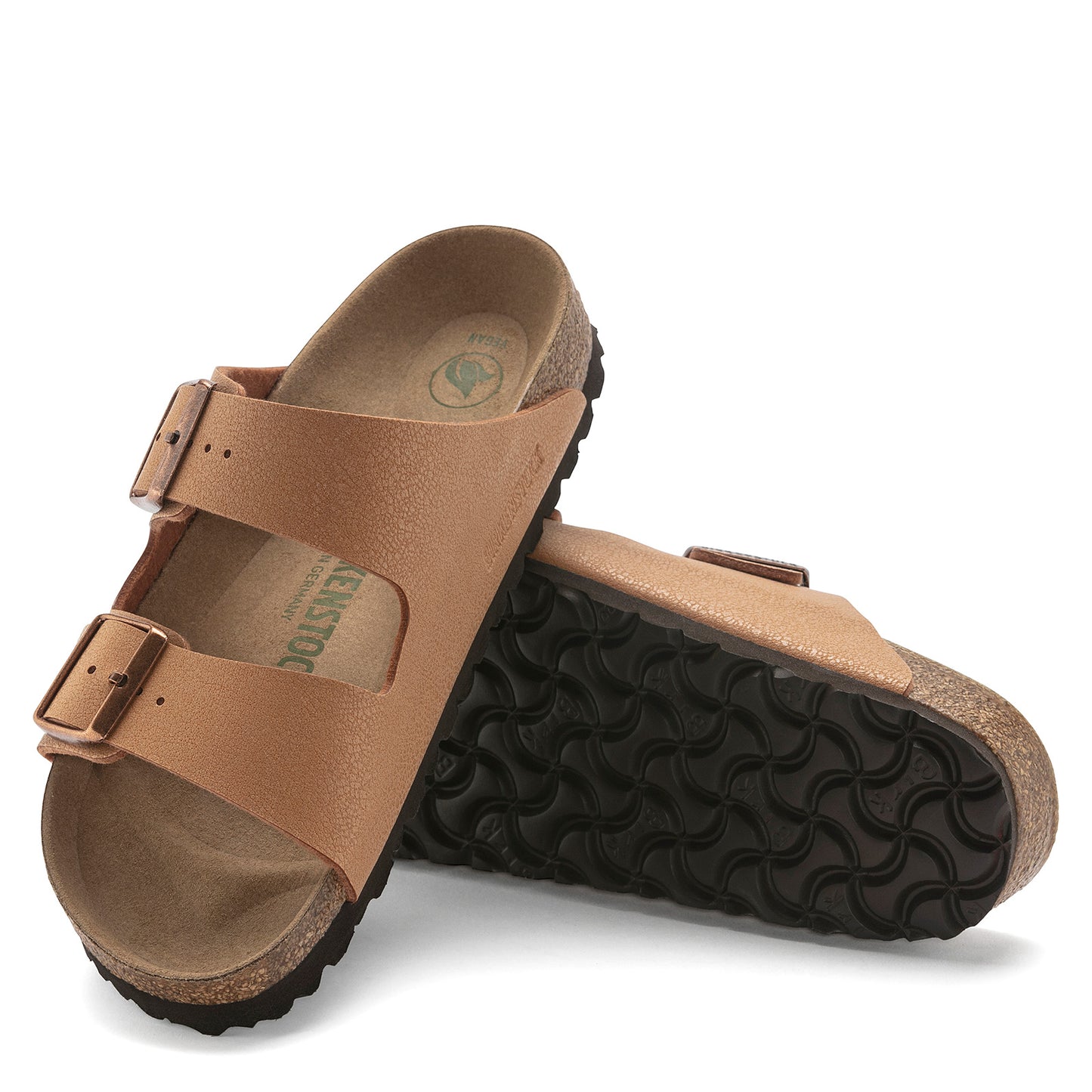 Peltz Shoes Women's Birkenstock Arizona Vegan Slide Sandal - Narrow Width PECAN 1025 046 N