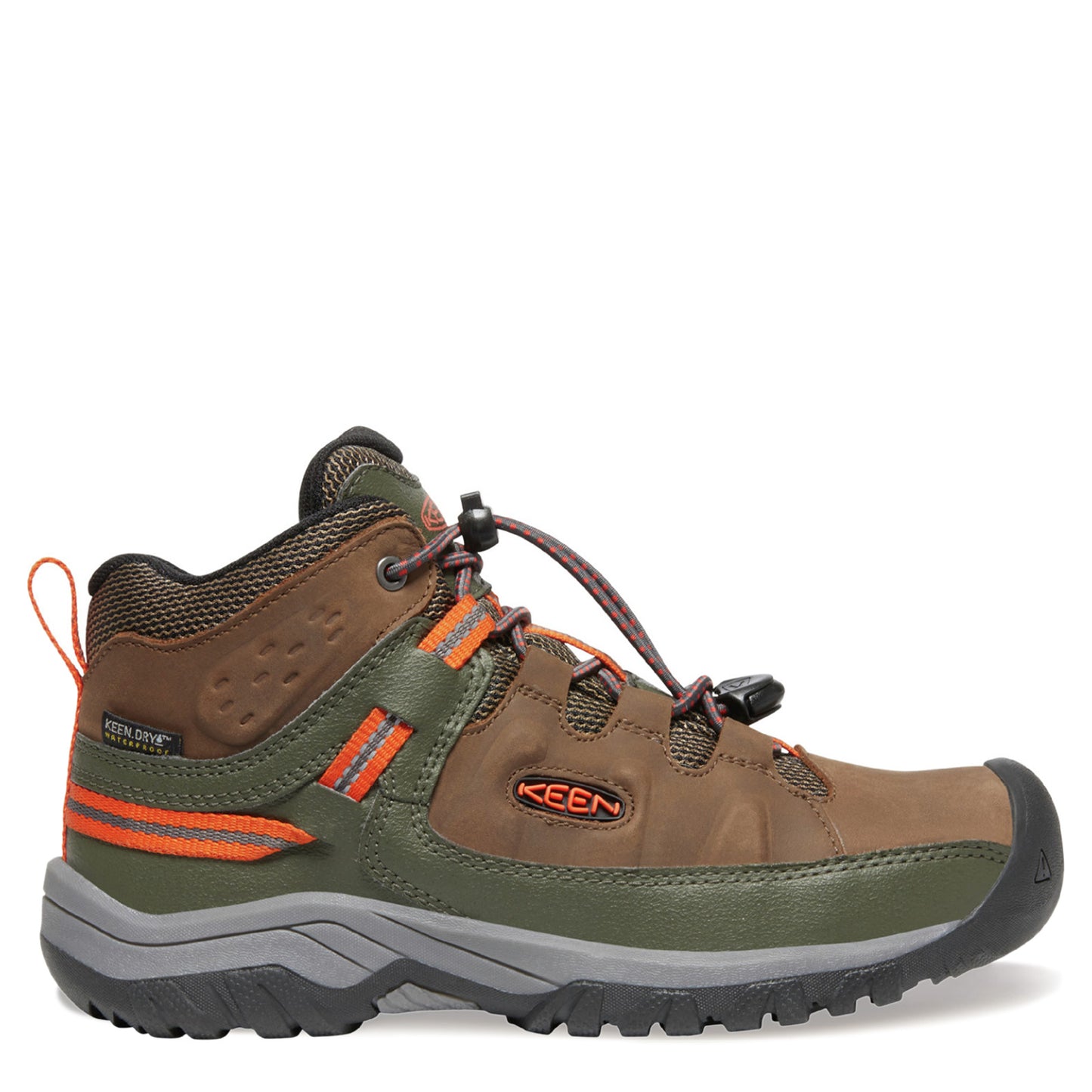 Peltz Shoes Boy's Keen Targhee Mid Waterproof Hiking Boot - Little Kid & Big Kid Dark Earth 1026299