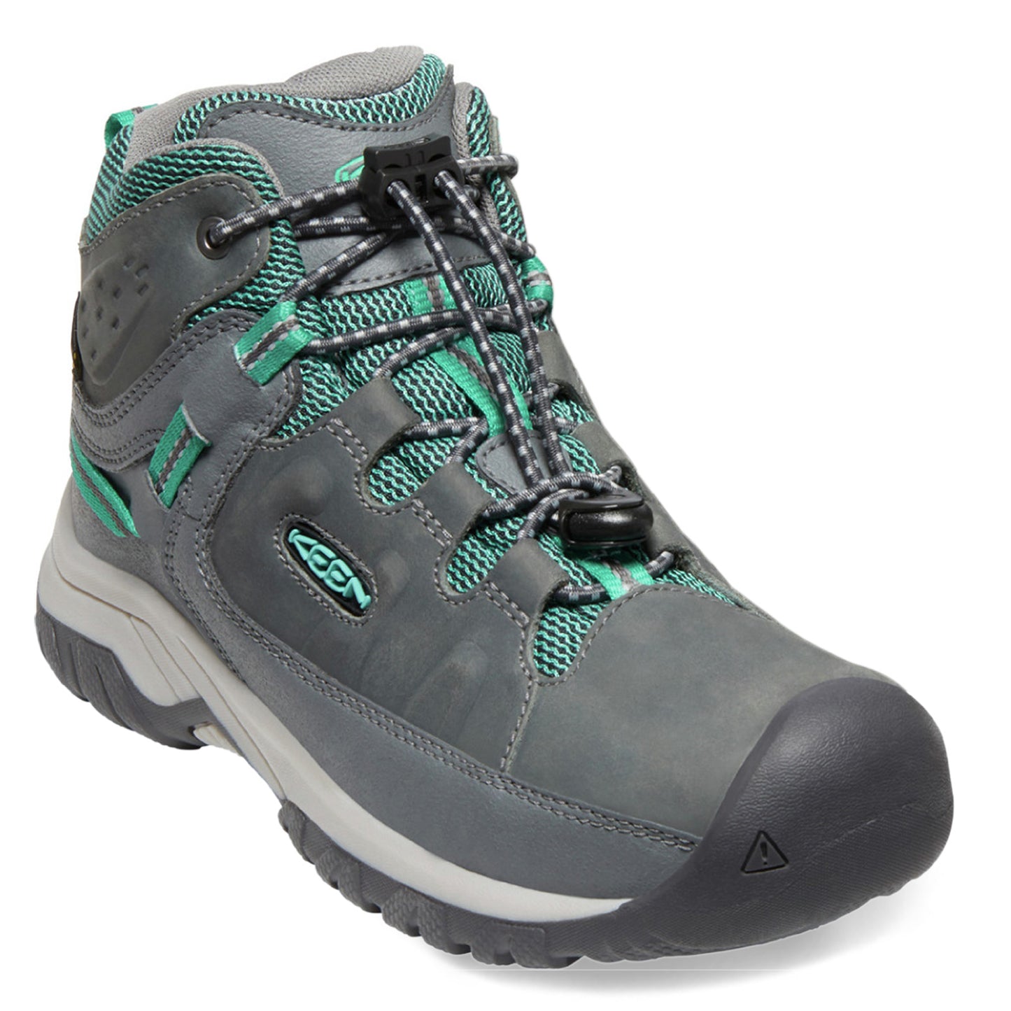 Peltz Shoes Girl's Keen Targhee Mid Waterproof Hiking Boot - Little Kid & Big Kid Steel Grey/Porcelain 1026301