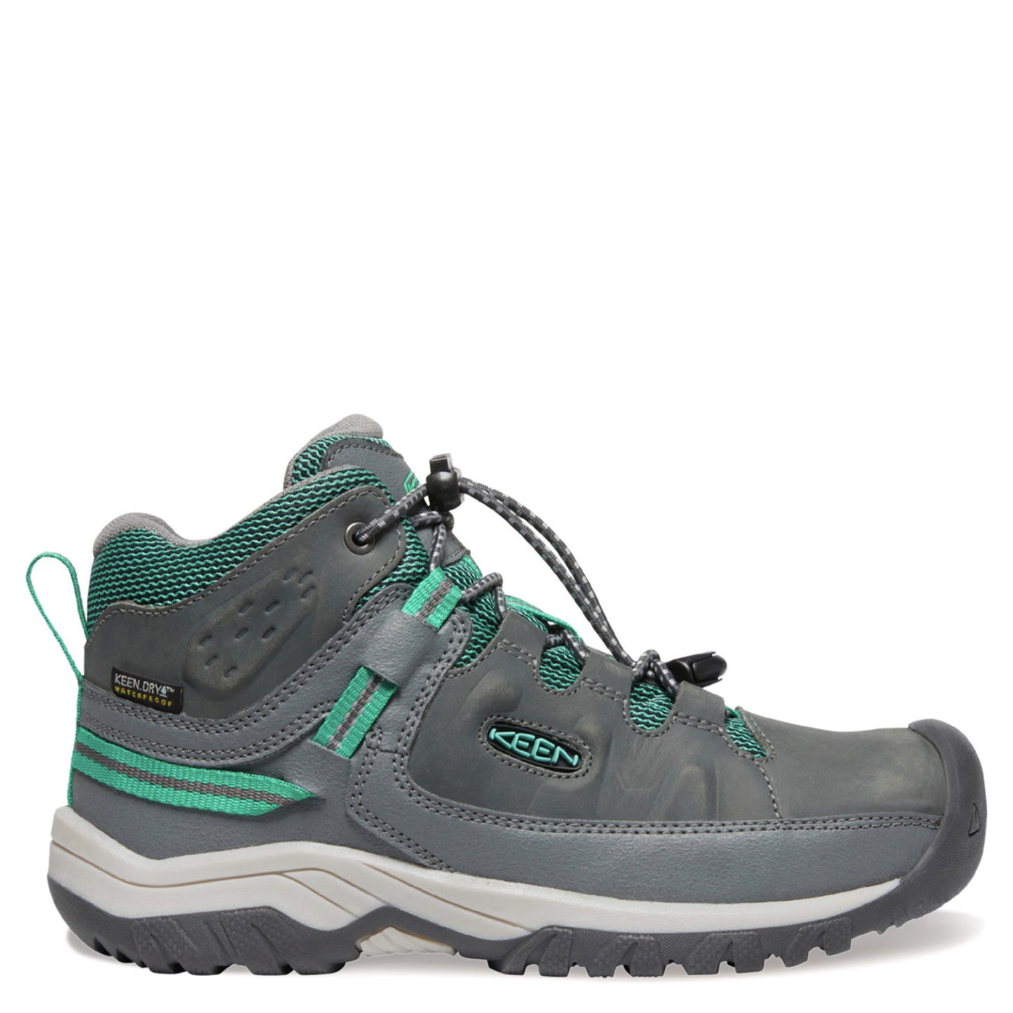 Peltz Shoes Girl's Keen Targhee Mid Waterproof Hiking Boot - Little Kid & Big Kid Steel Grey/Porcelain 1026301