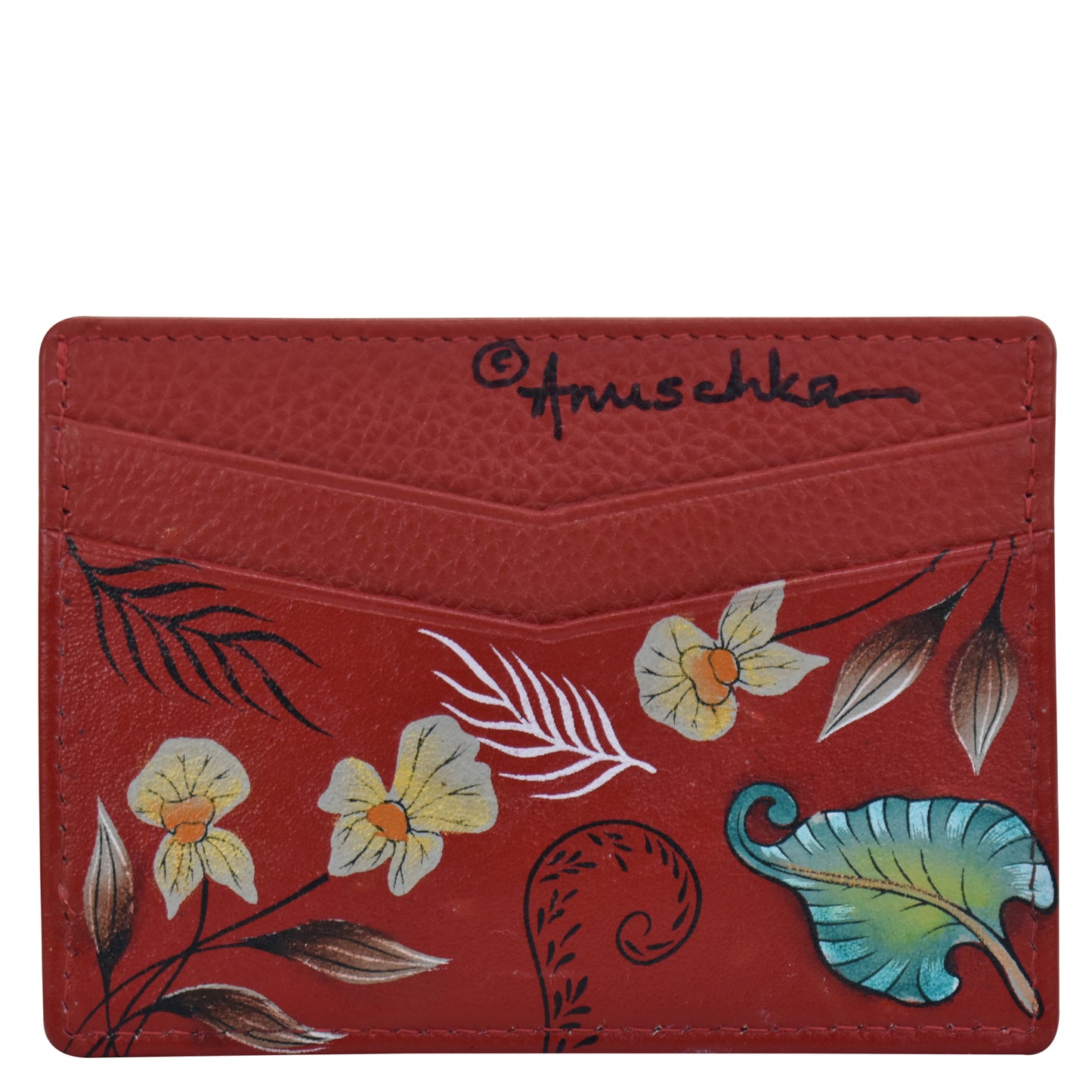 Peltz Shoes Women's Anuschka Credit Card Case Crimson Garden 1032-CRN