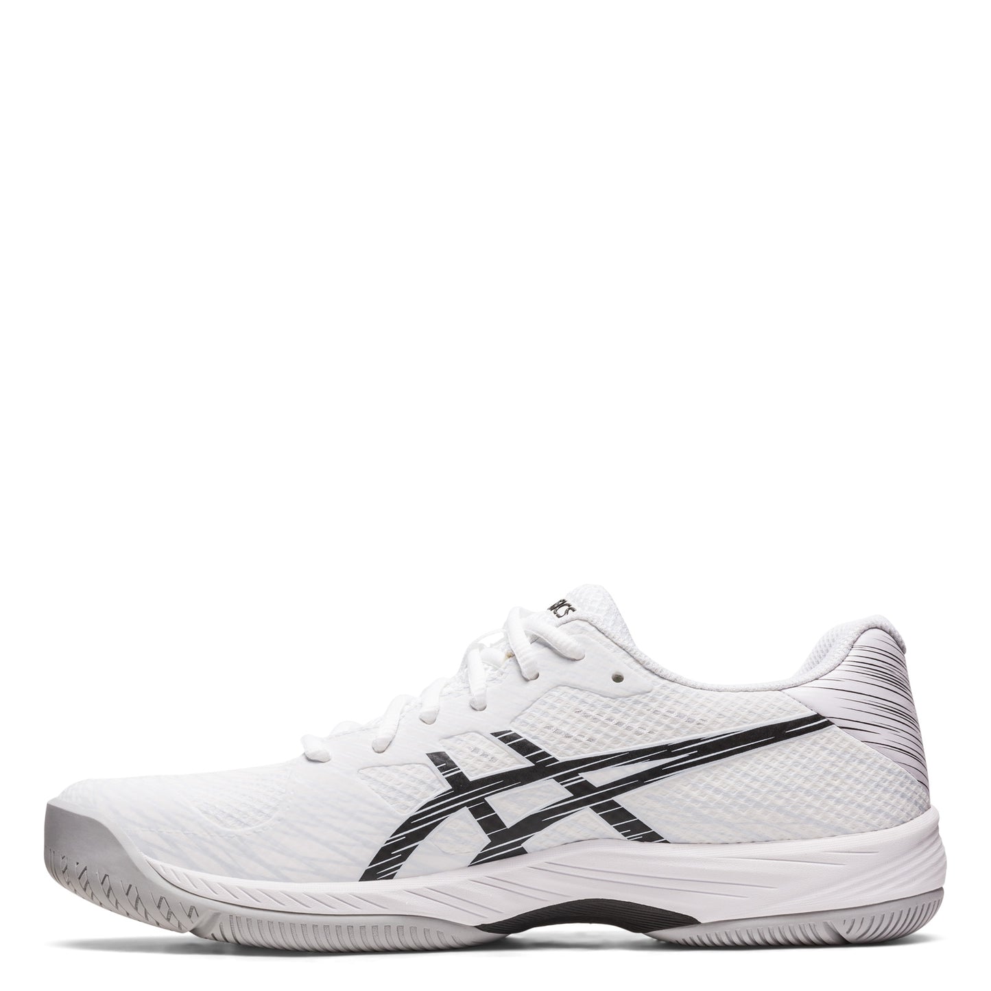 Peltz Shoes Men's ASICS GEL-Game 9 Tennis Shoe WHITE BLACK OOZE 1041A337-100