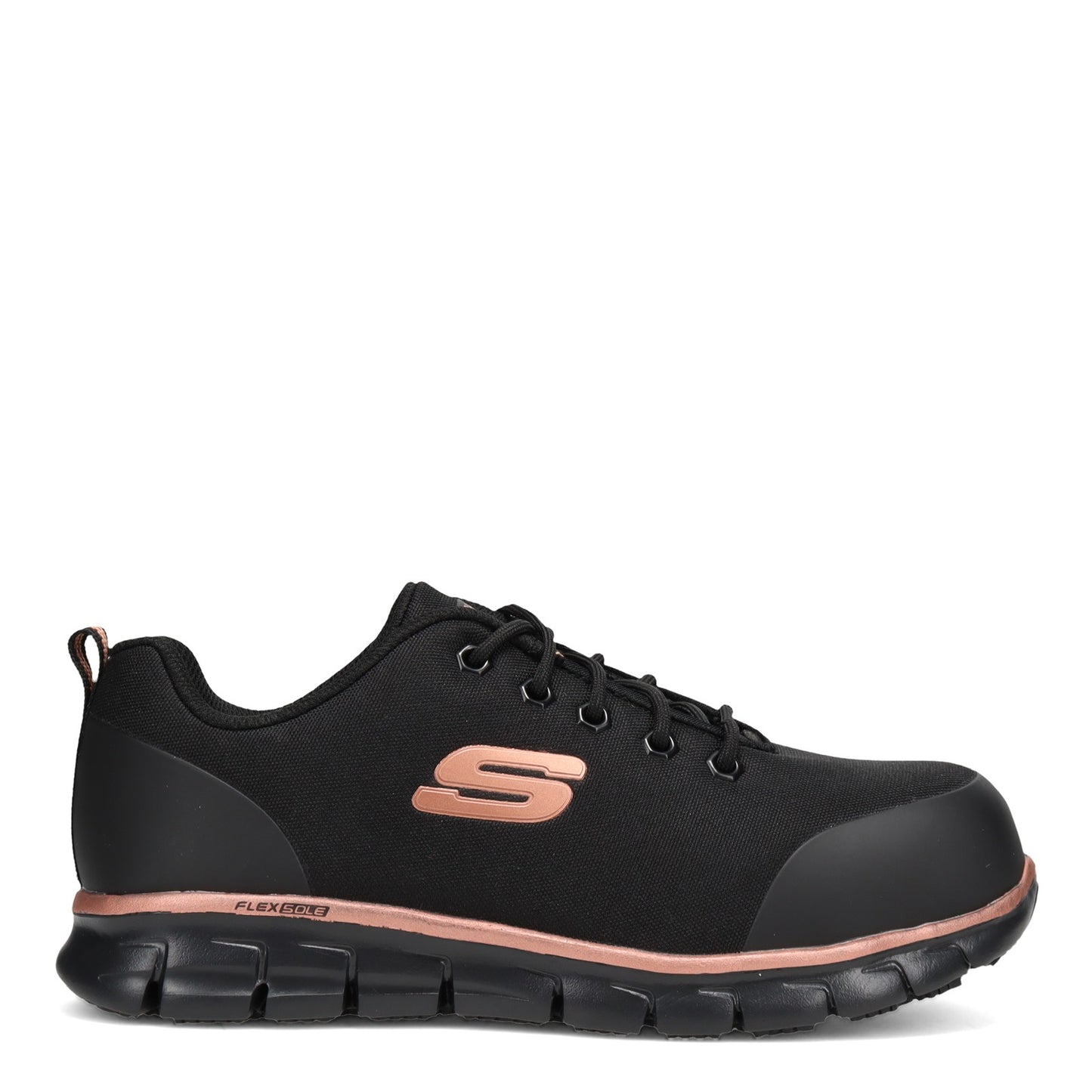 Peltz Shoes Women's Skechers Work Sure Track - Chiton Alloy Toe Work Shoe - Wide Width Black 108025W-BKRG