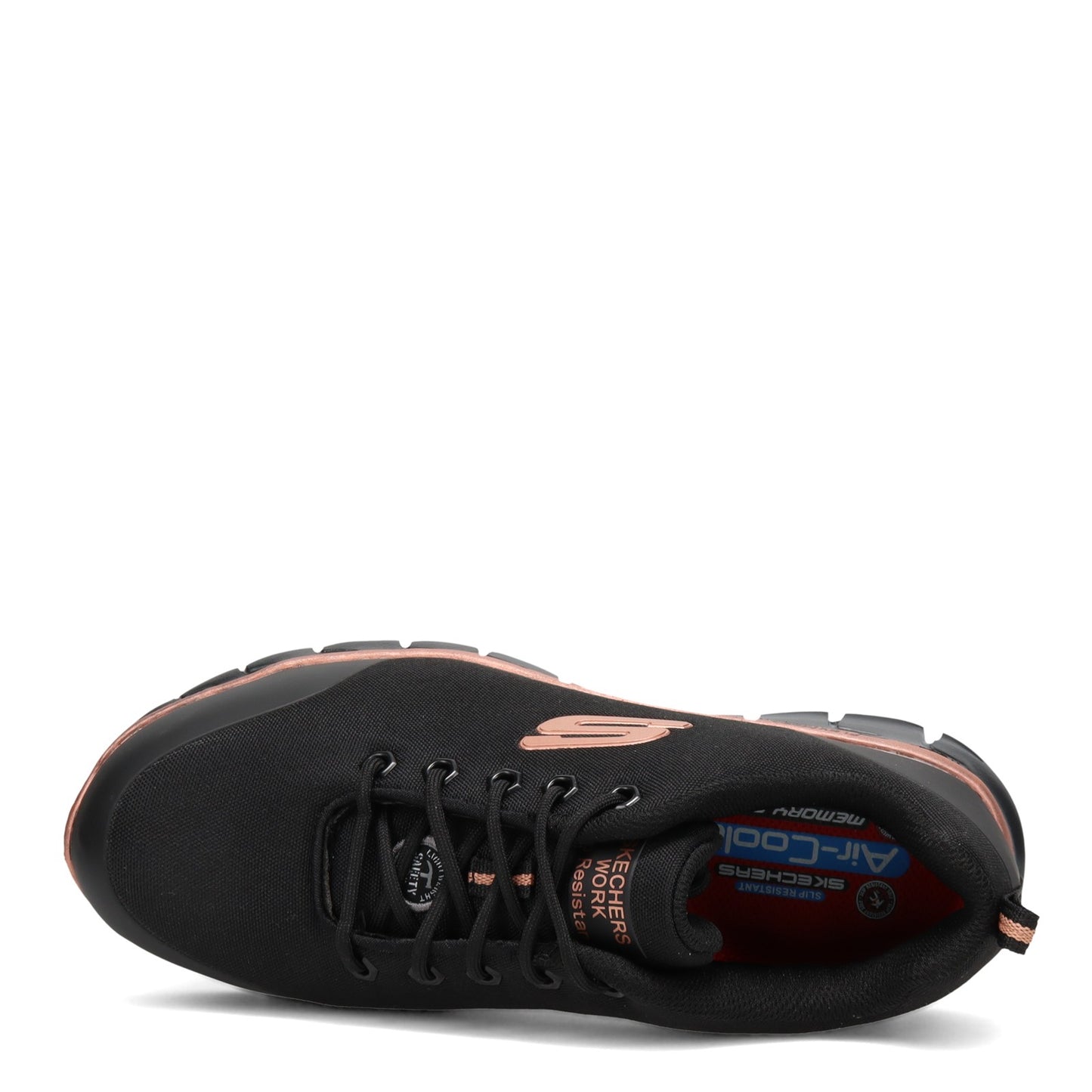 Peltz Shoes Women's Skechers Work Sure Track - Chiton Alloy Toe Work Shoe - Wide Width Black 108025W-BKRG