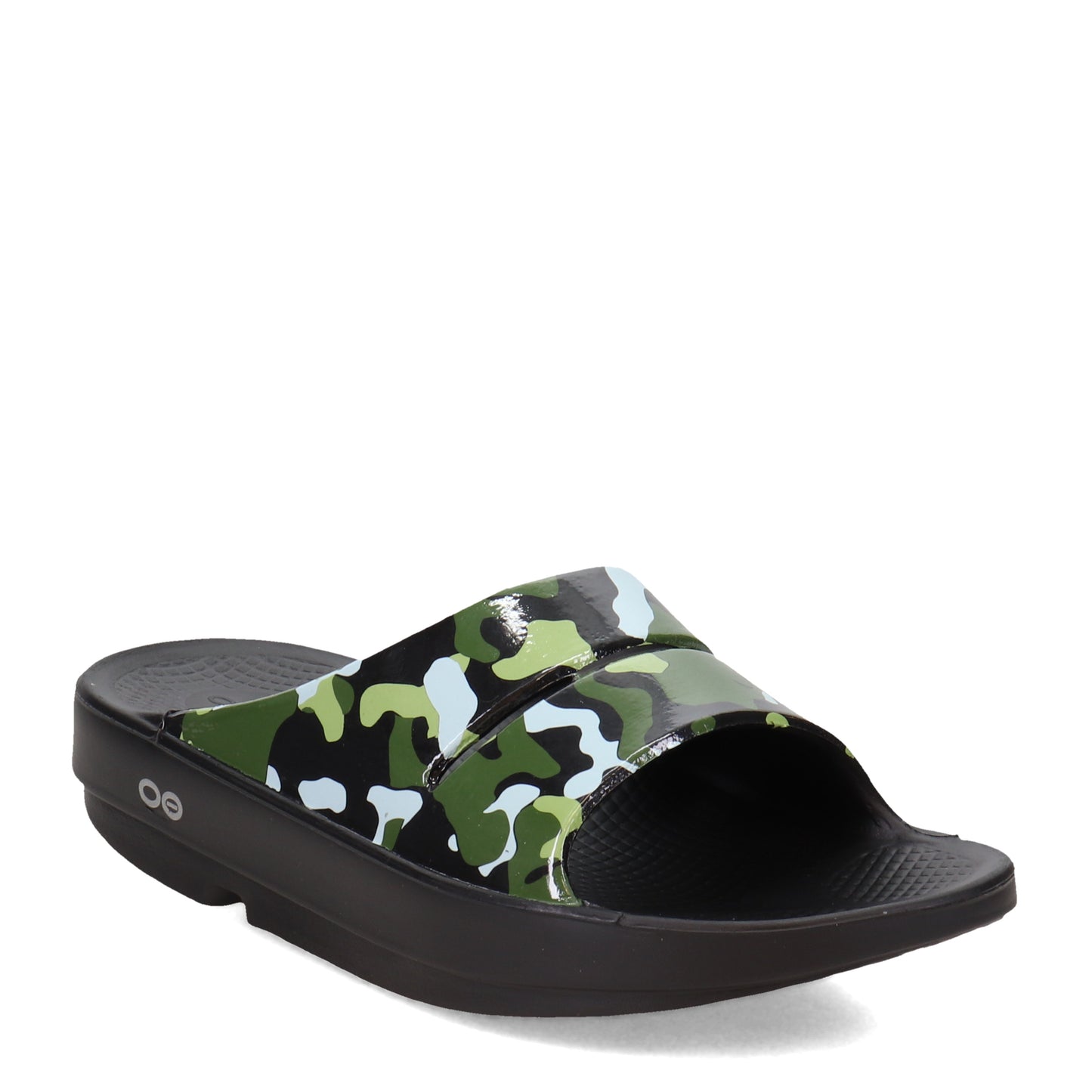 Peltz Shoes Women's Oofos OOahh Luxe Slide Sandal JUNGLE BLACK 1103-BLKJUNGLE